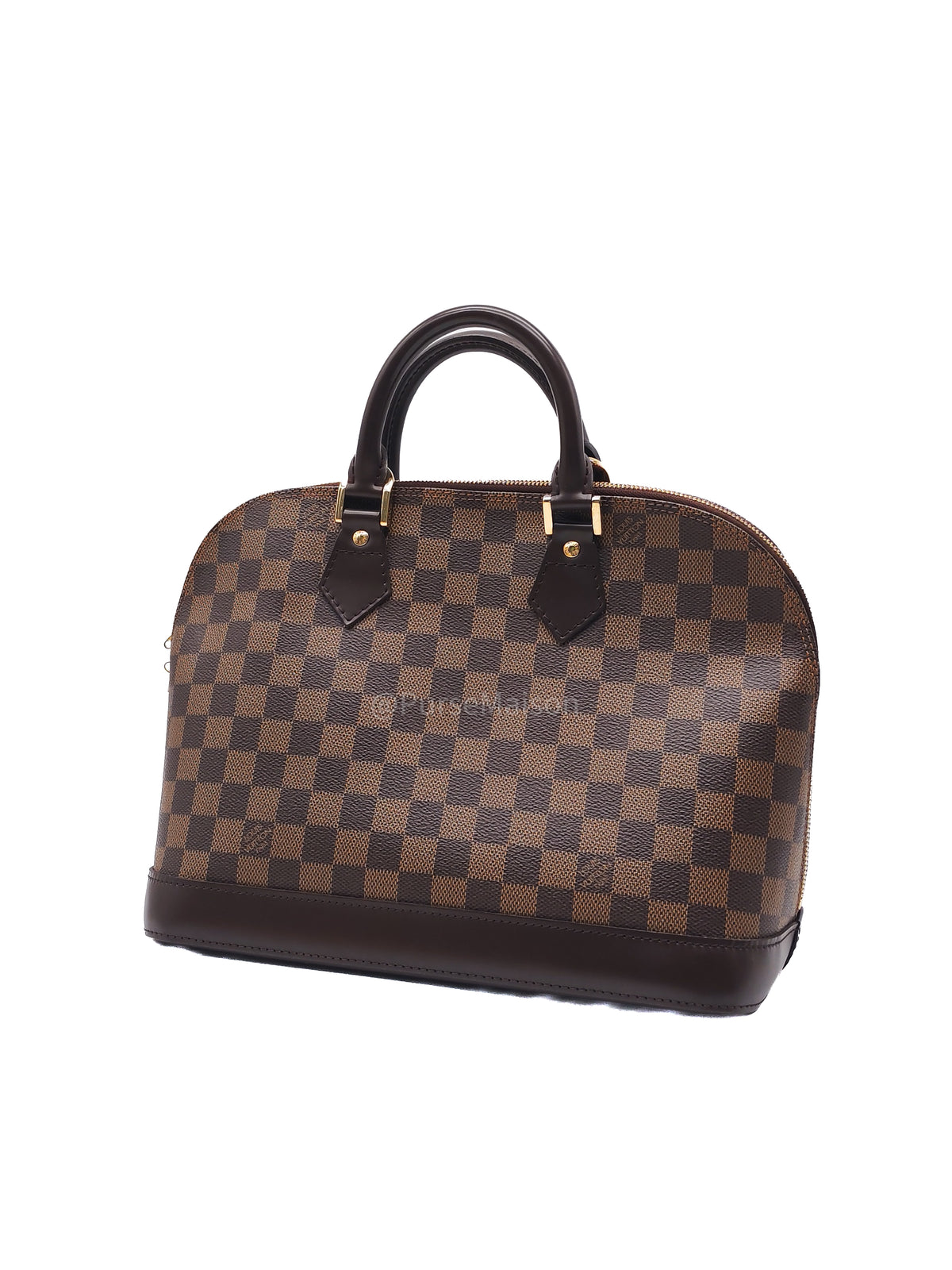 Louis Vuitton Alma PM in Damier Ebene Canvas and Gold Hardware (Datecode: FL0025) | Purse Maison Luxury Bags Shop