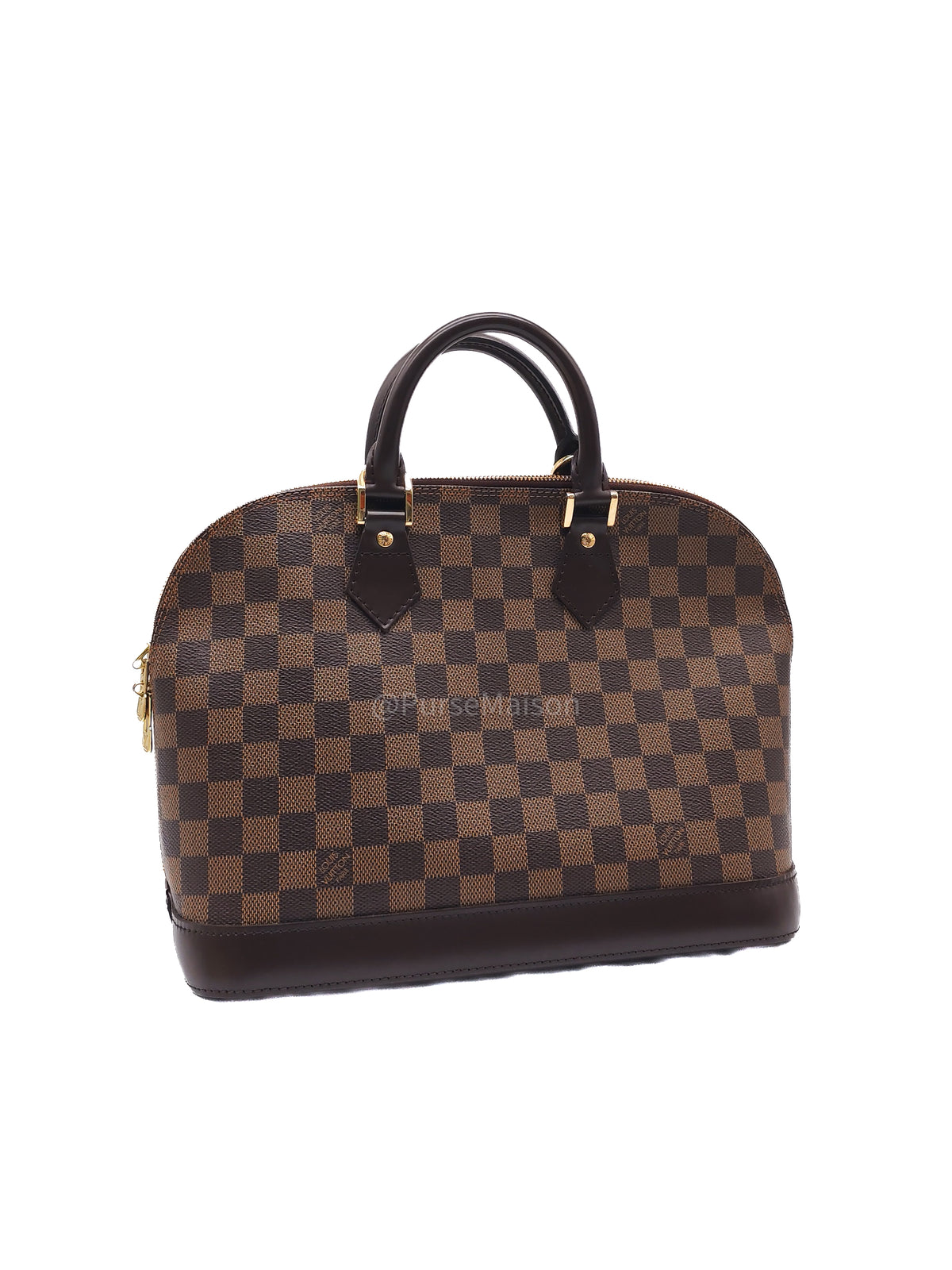 Louis Vuitton Alma PM in Damier Ebene Canvas and Gold Hardware (Datecode: FL0025) | Purse Maison Luxury Bags Shop