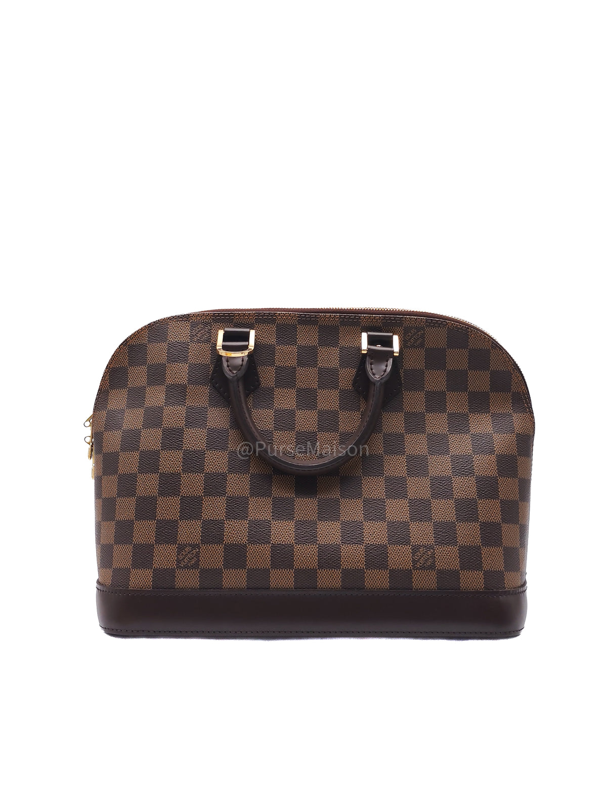 Louis Vuitton Alma PM in Damier Ebene Canvas and Gold Hardware (Datecode: FL0025) | Purse Maison Luxury Bags Shop