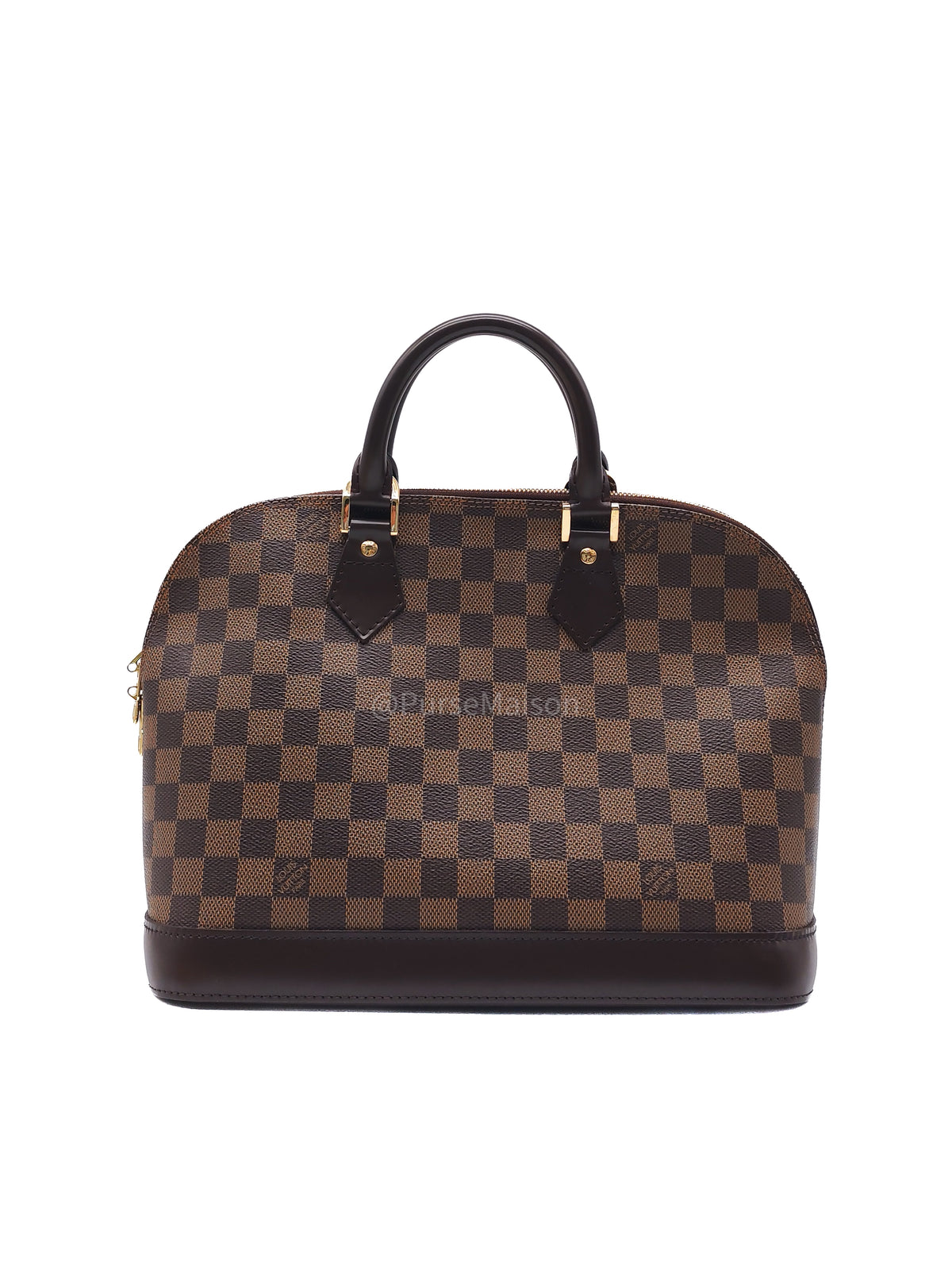 Louis Vuitton Alma PM in Damier Ebene Canvas and Gold Hardware (Datecode: FL0025) | Purse Maison Luxury Bags Shop