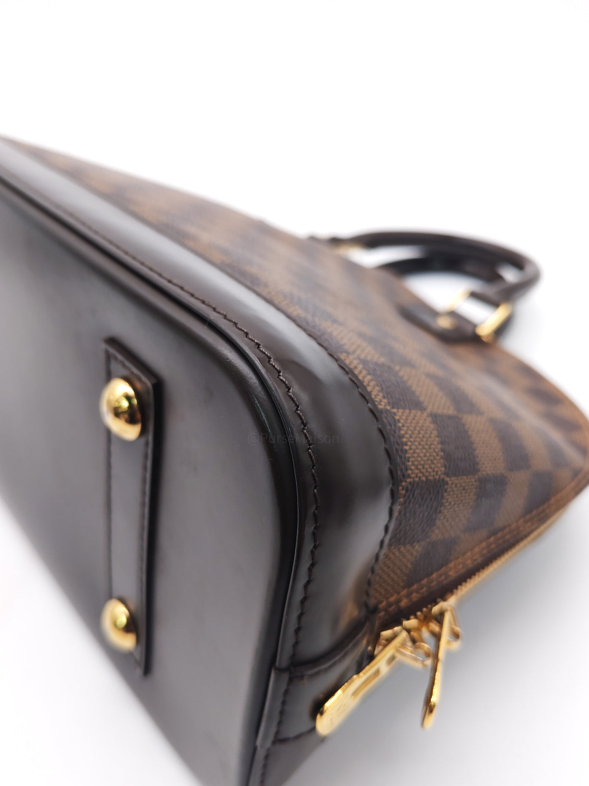 Louis Vuitton Alma PM in Damier Ebene Canvas and Gold Hardware (Datecode: FL3170) | Purse Maison Luxury Bags Shop