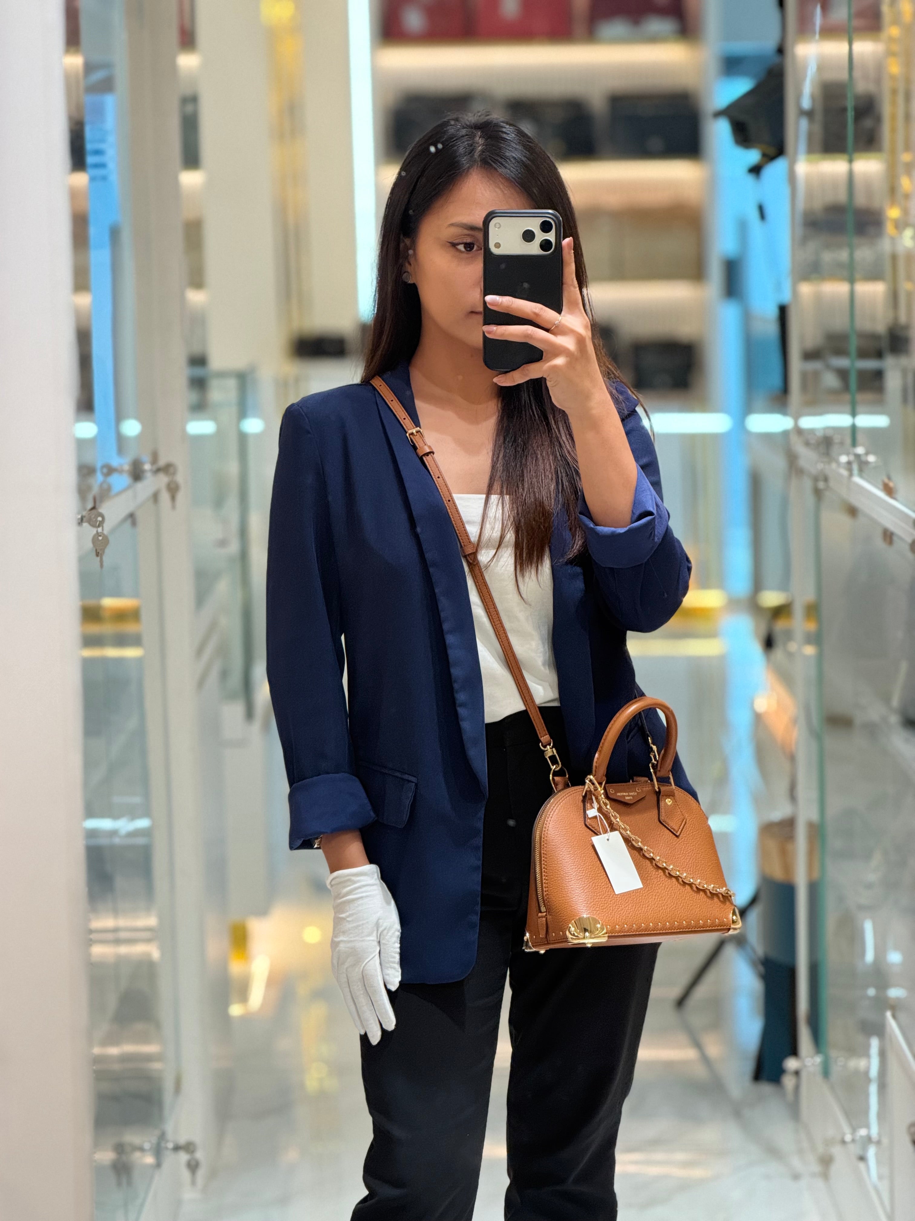 Alma Trunk BB in Tan Smooth Calfskin Leather & Gold Hardware Microchip | Purse Maison Luxury Bags Shop