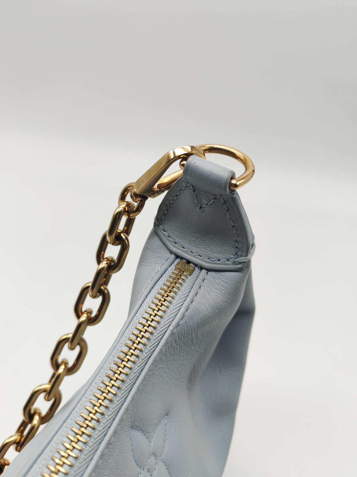 Louis Vuitton Bubblegram Over The Moon Shoulder Bag in Glacier Blue Calfskin Leather and Gold Hardware Microchip | Purse Maison Luxury Bags Shop
