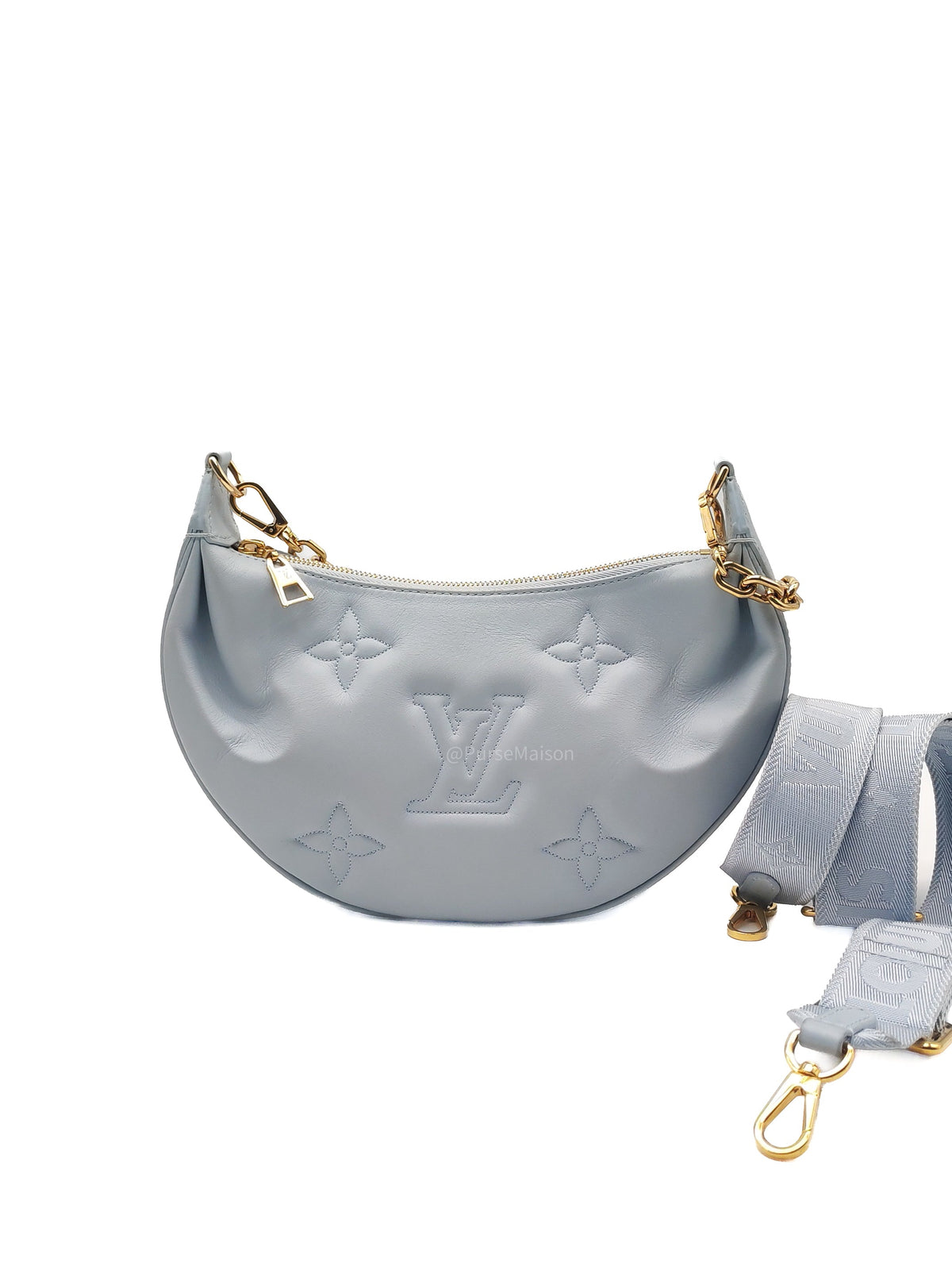 Louis Vuitton Bubblegram Over The Moon Shoulder Bag in Glacier Blue Calfskin Leather and Gold Hardware Microchip | Purse Maison Luxury Bags Shop