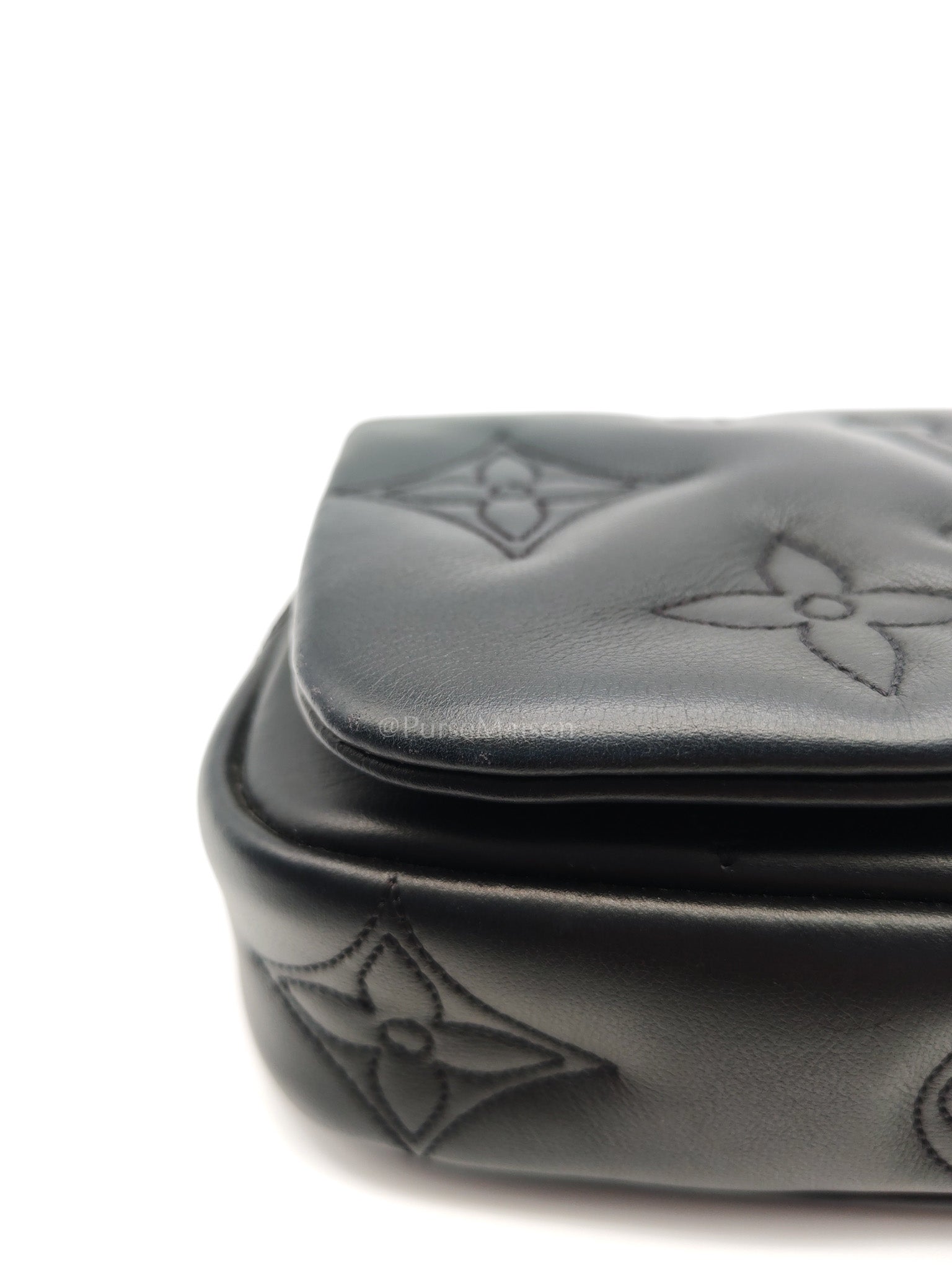 Louis Vuitton Bubblegram Wallet on Strap in Black Quilted Calfskin Leather and Gold Hardware Microchip | Purse Maison Luxury Bags Shop