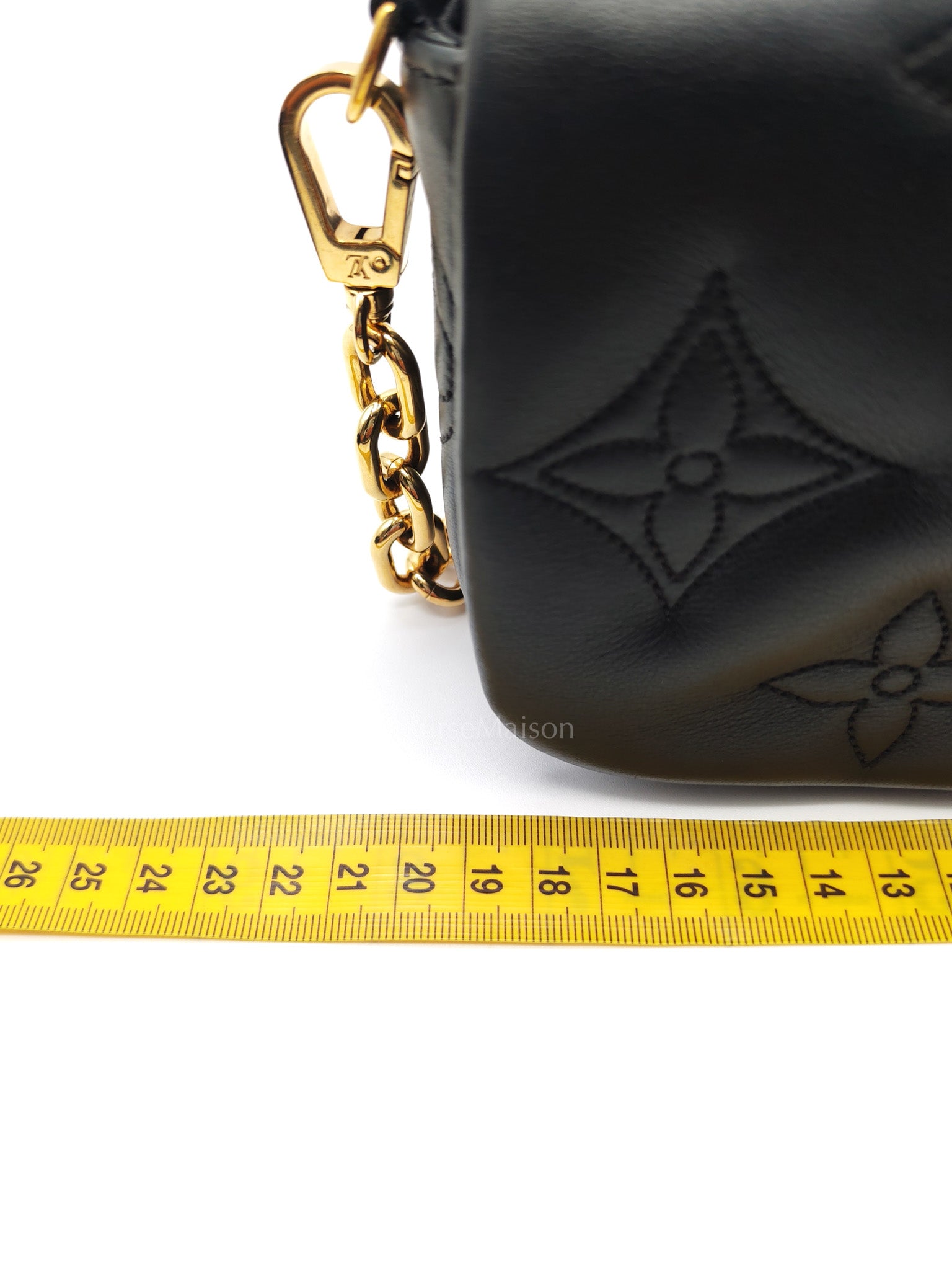 Louis Vuitton Bubblegram Wallet on Strap in Black Quilted Calfskin Leather and Gold Hardware Microchip | Purse Maison Luxury Bags Shop