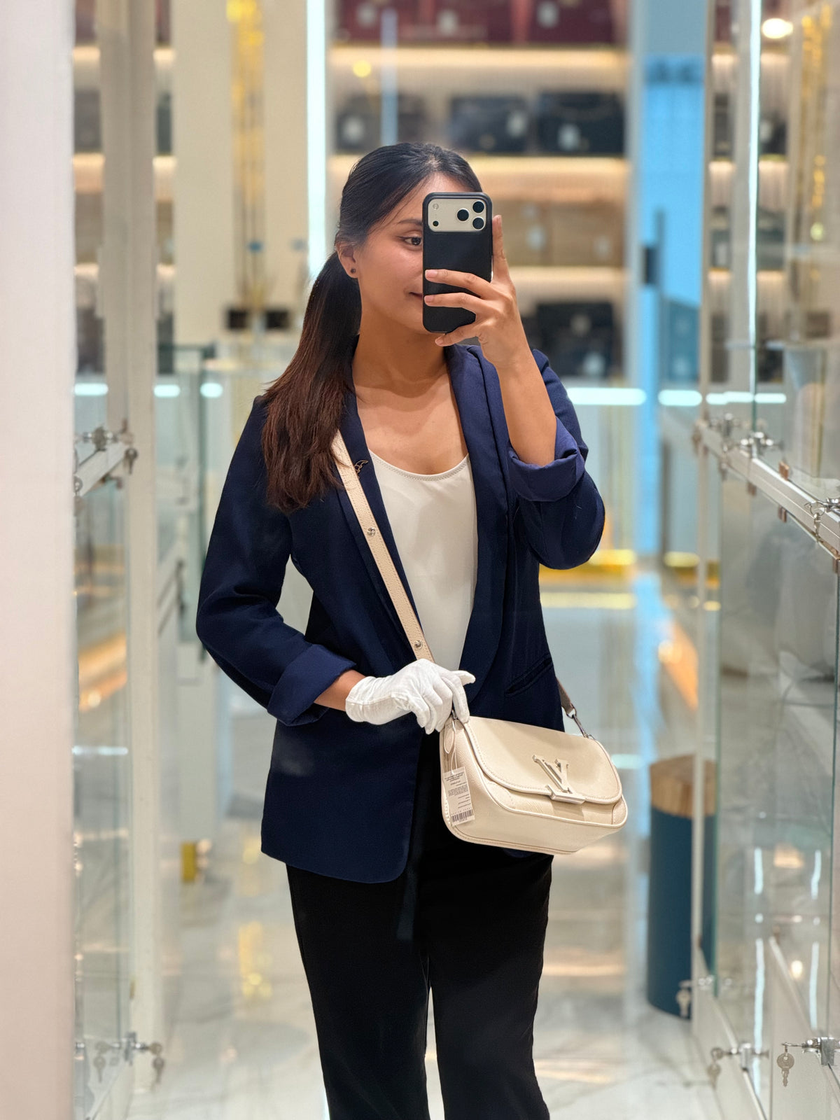 Louis Vuitton Buci Crossbody Bag in Off-White Beige Epi Leather and Silver Hardware Microchip | Purse Maison Luxury Bags Shop