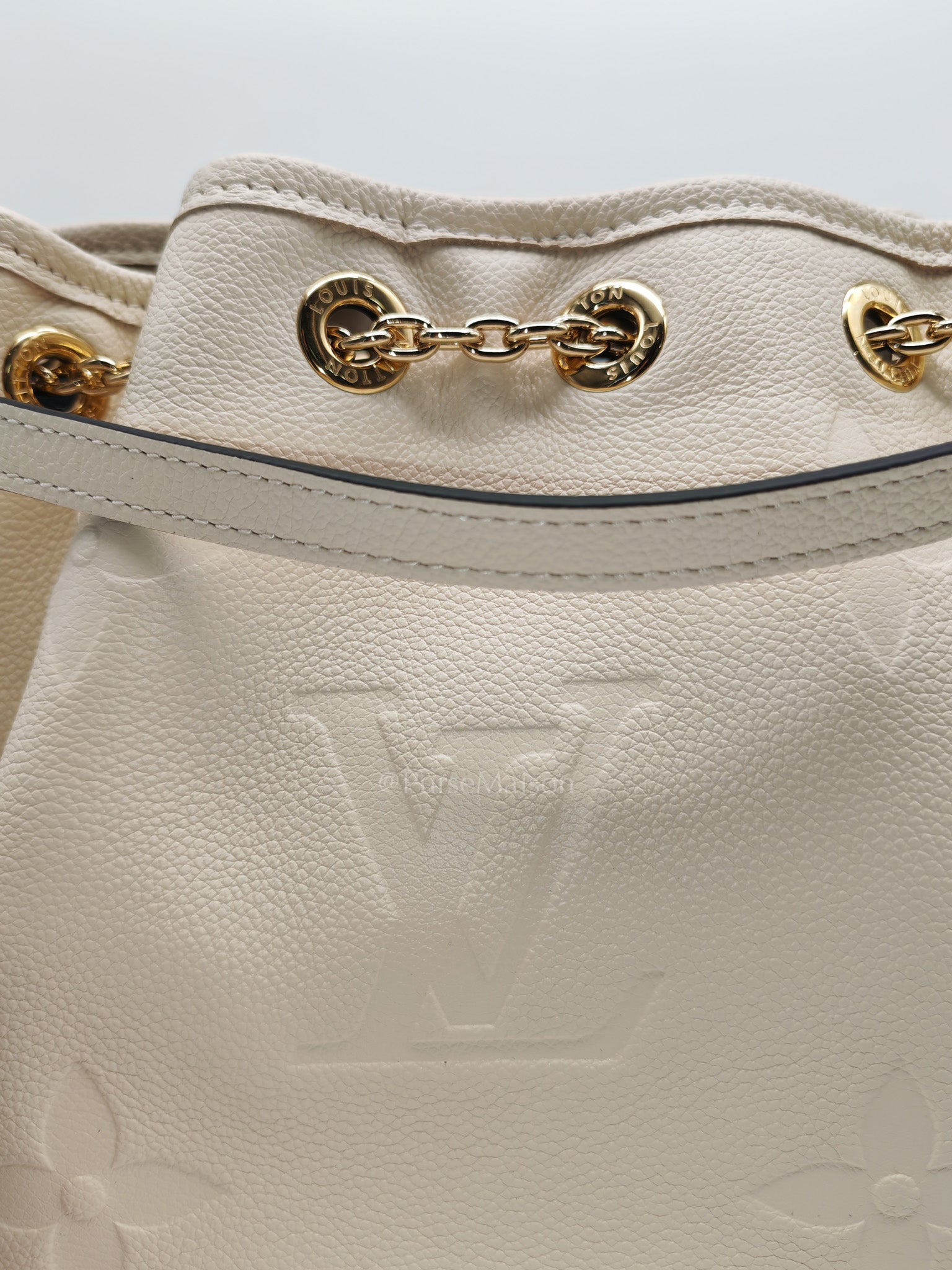 Louis Vuitton Bundle Bag in Cream Monogram Empreinte Giant and Gold Hardware Microchip | Purse Maison Luxury Bags Shop