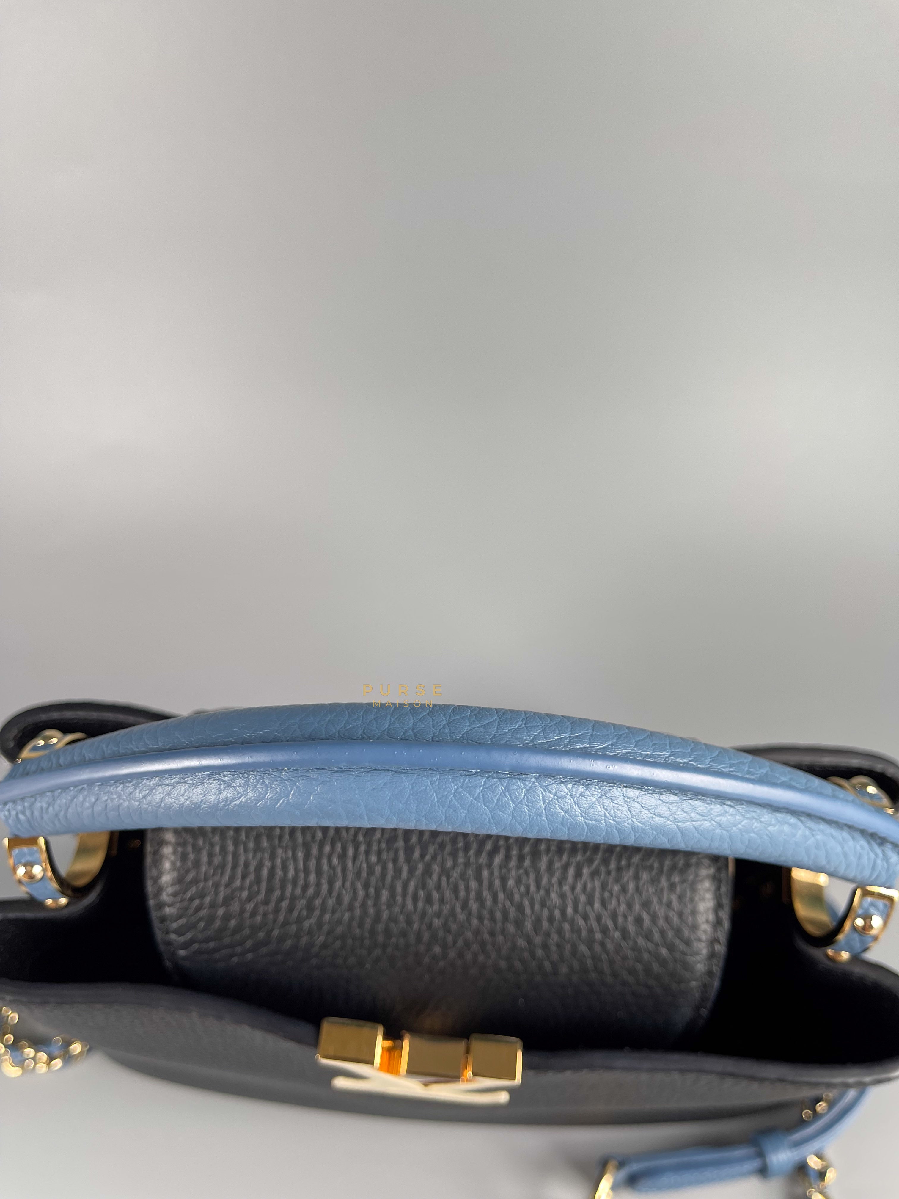 Louis Vuitton Capucines BB Black/Blue Taurillon Leather (Microchip) | Purse Maison Luxury Bags Shop