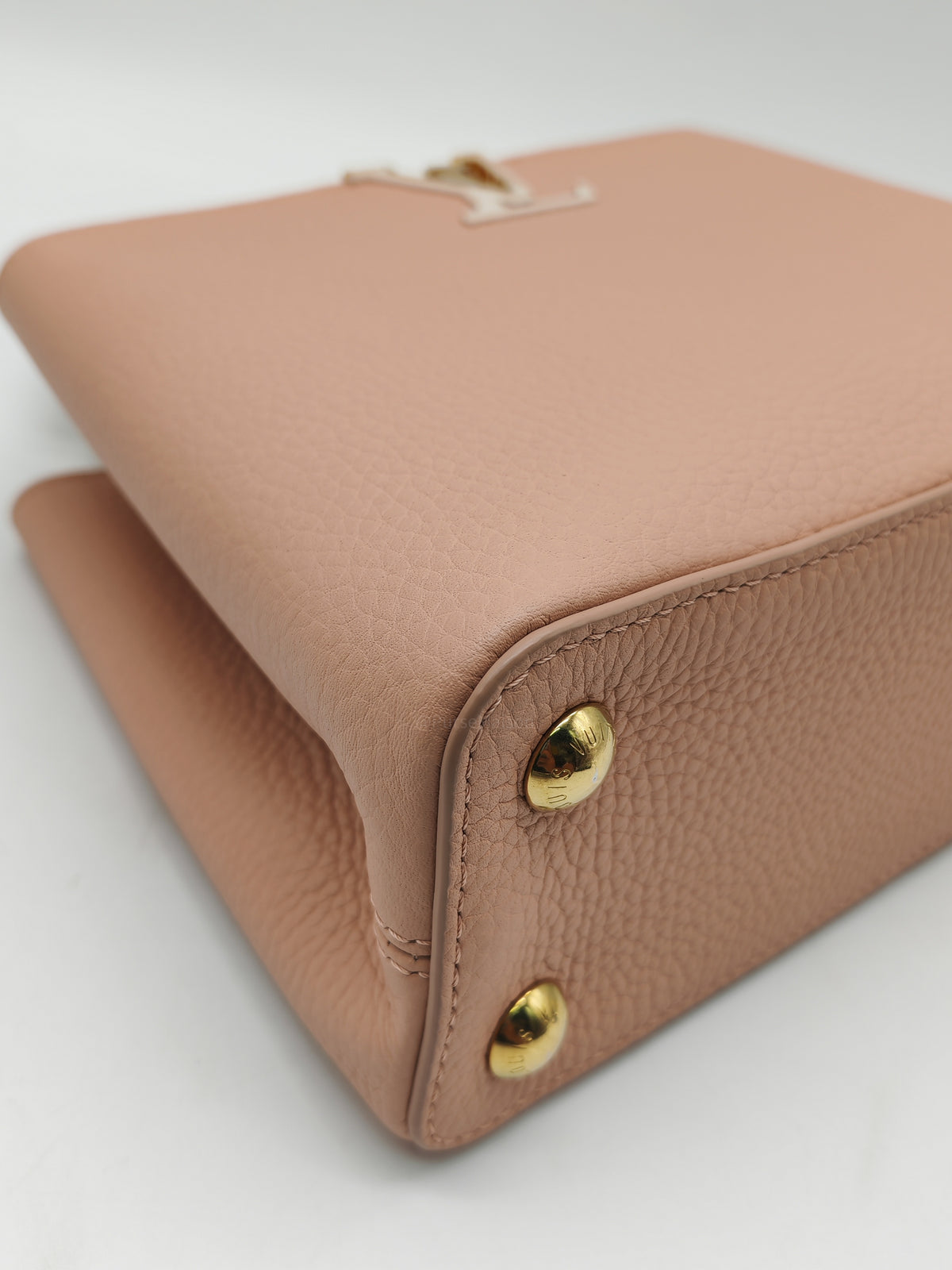 Louis Vuitton Capucines BB in Soft Rose Pink Taurillon Leather and Gold Hardware Microchip | Purse Maison Luxury Bags Shop