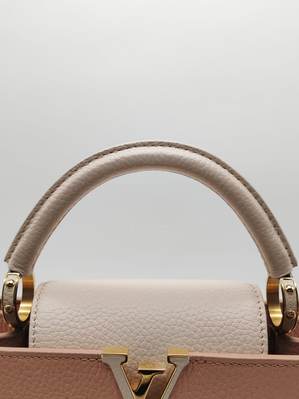 Louis Vuitton Capucines BB in Soft Rose Pink Taurillon Leather and Gold Hardware Microchip | Purse Maison Luxury Bags Shop