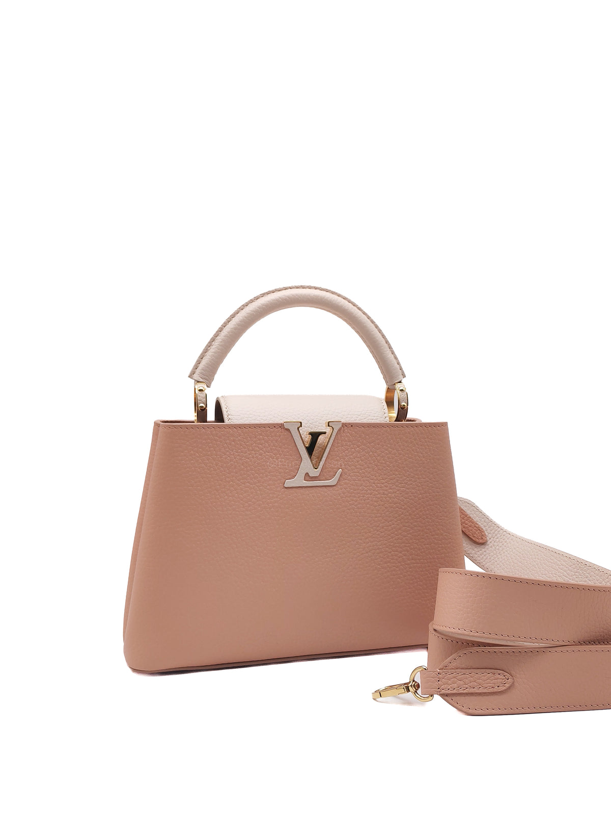 Louis Vuitton Capucines BB in Soft Rose Pink Taurillon Leather and Gold Hardware Microchip | Purse Maison Luxury Bags Shop
