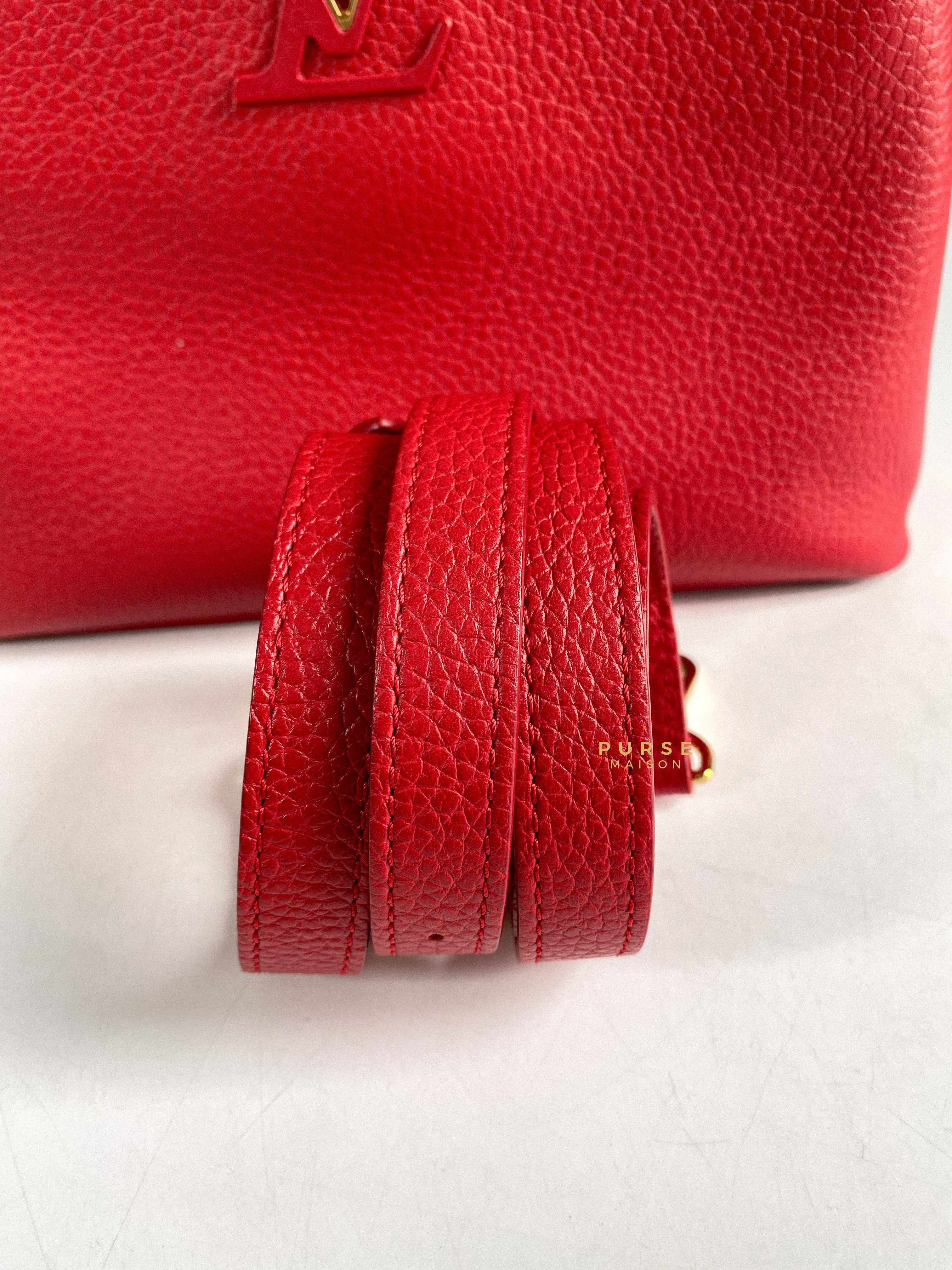 Louis Vuitton Capucines BB Red with Studs Taurillon Leather (Date