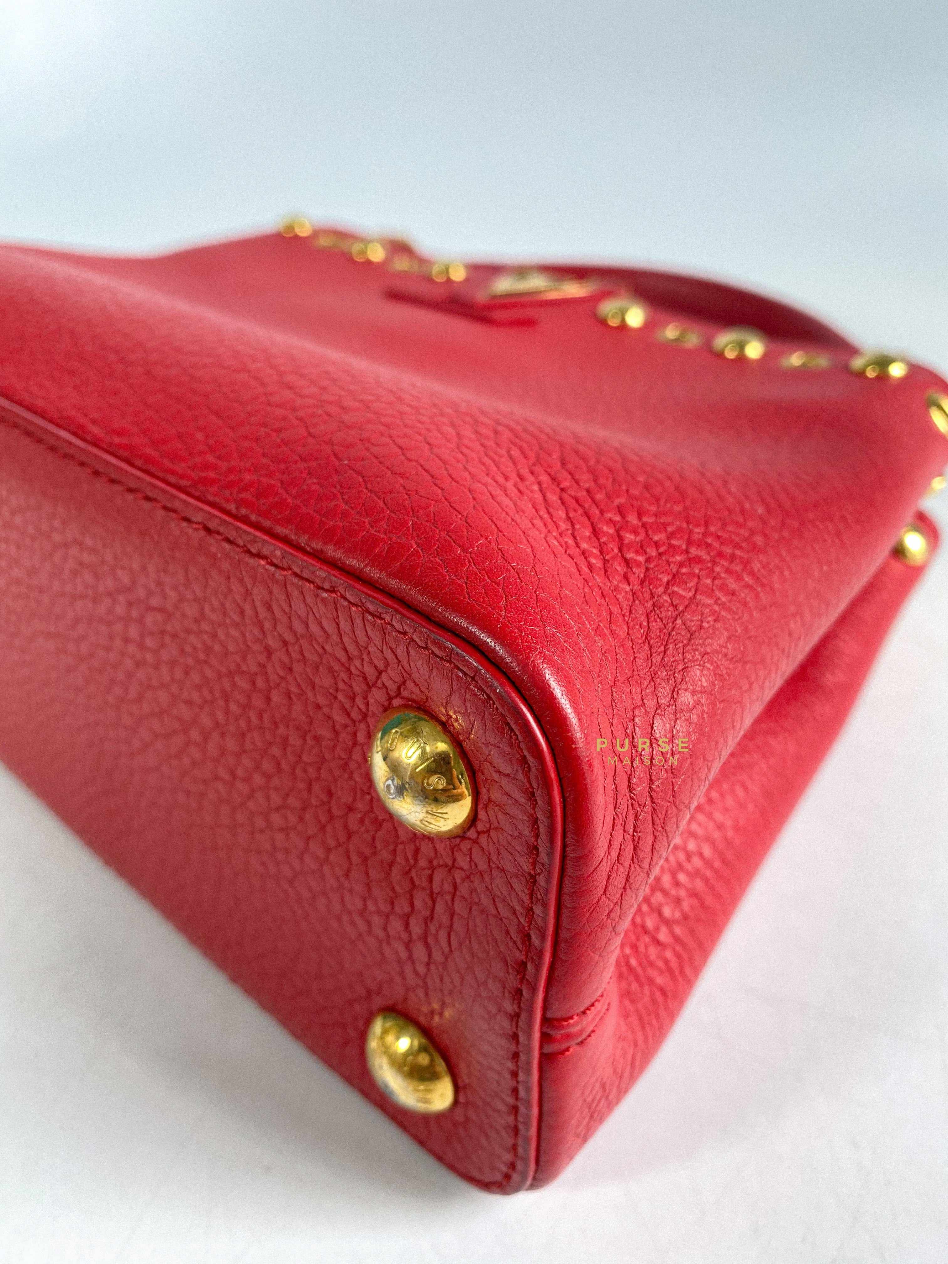 Louis Vuitton Capucines BB Red with Studs Taurillon Leather (Date Code: TR0148)