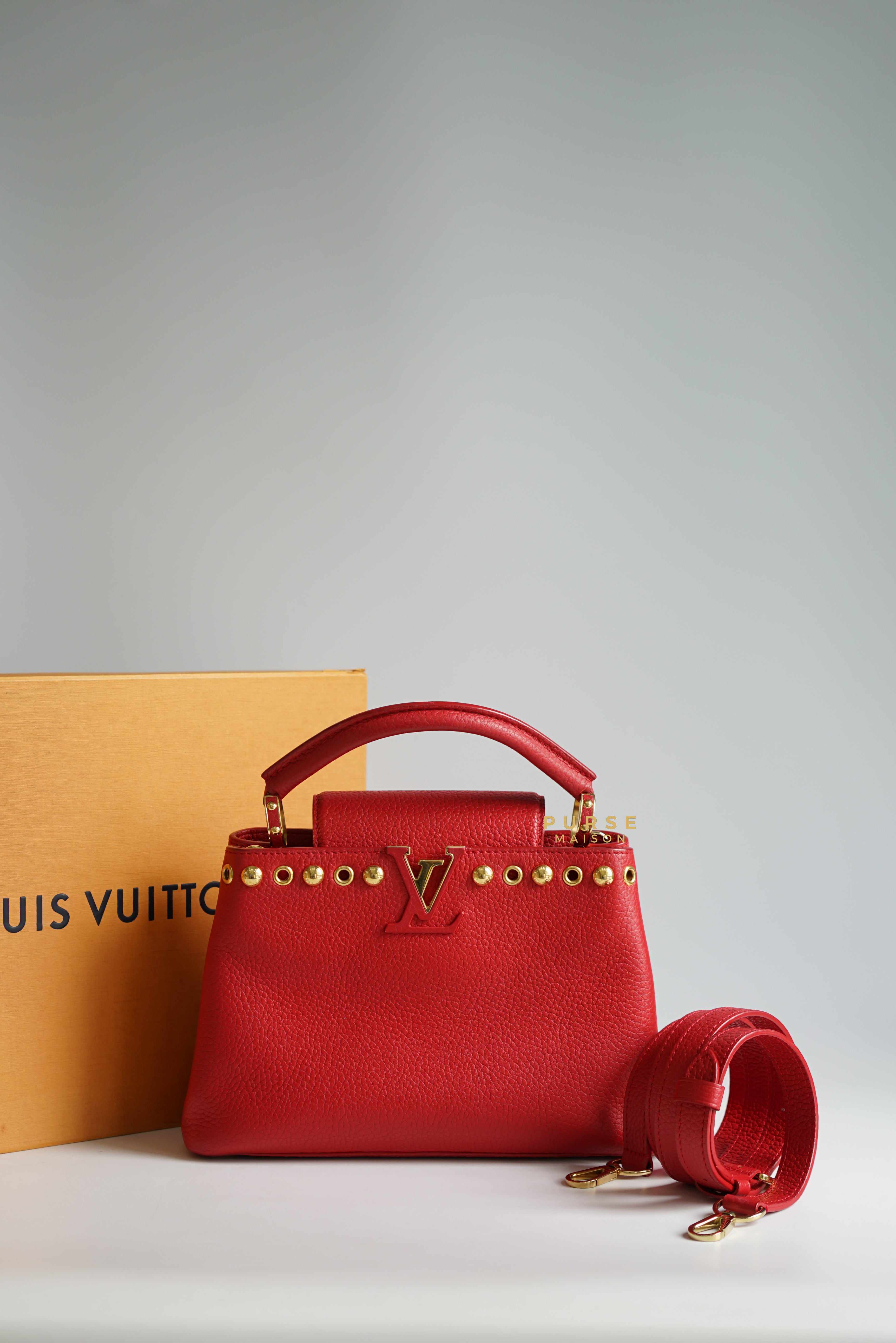 Louis Vuitton Capucines BB Red with Studs Taurillon Leather (Date Code: TR0148)
