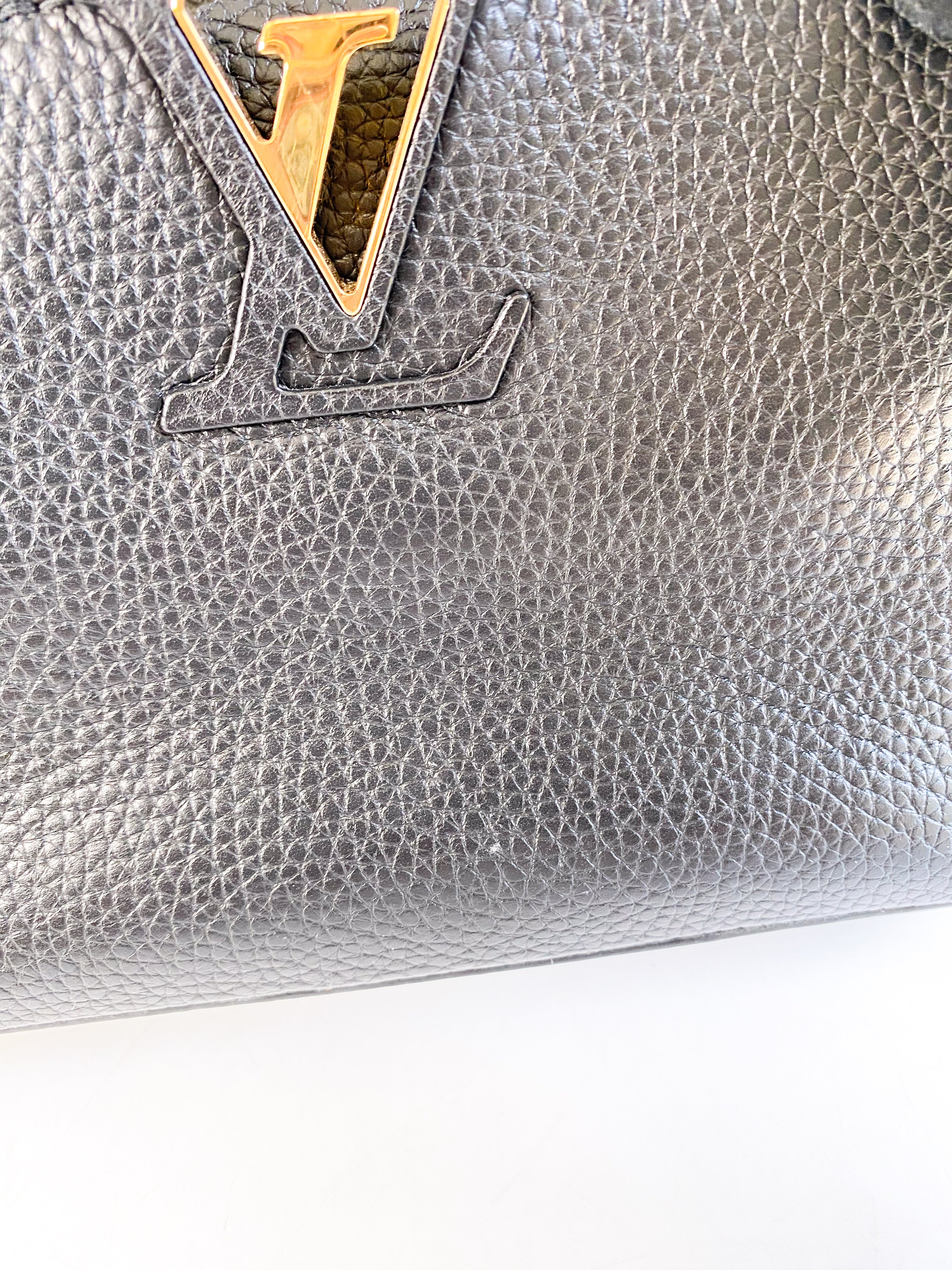 Louis Vuitton Capucines Mini Black Taurillon Leather Bag (Date Code: AR0291)