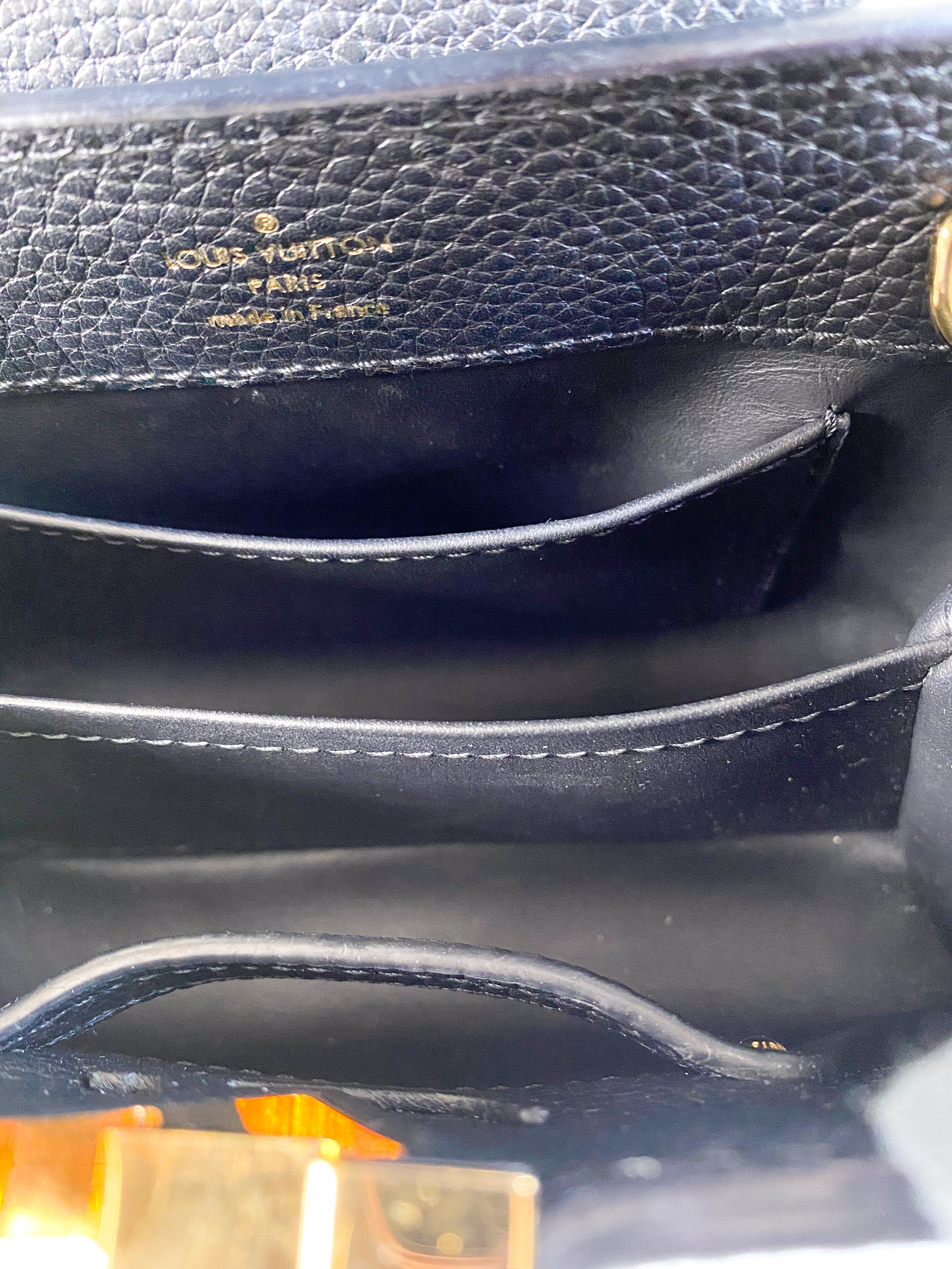 Louis Vuitton Capucines Mini Black Taurillon Leather Bag (Date Code: AR0291)