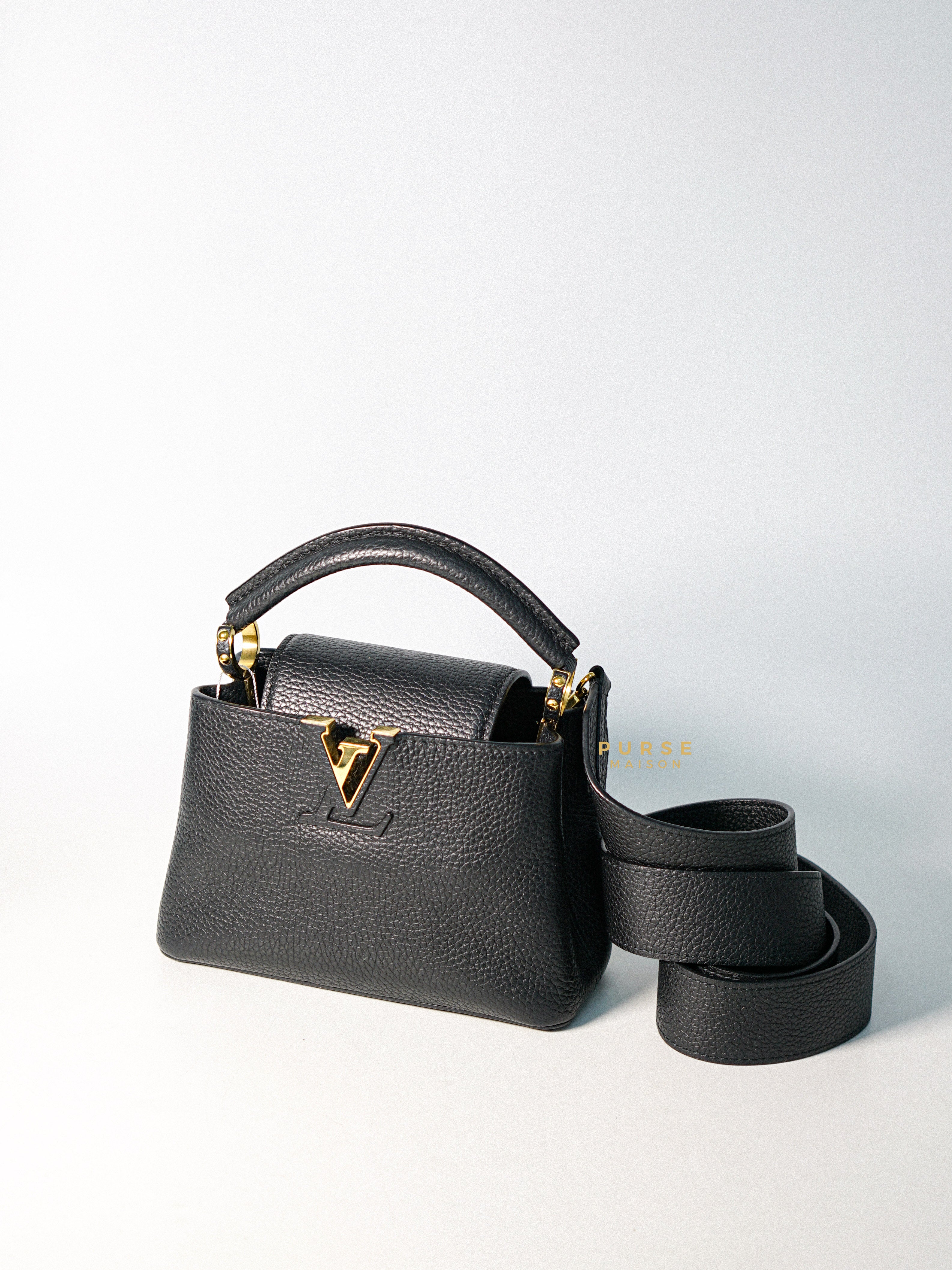 Louis Vuitton Capucines Mini Black Taurillon Leather Bag (Date