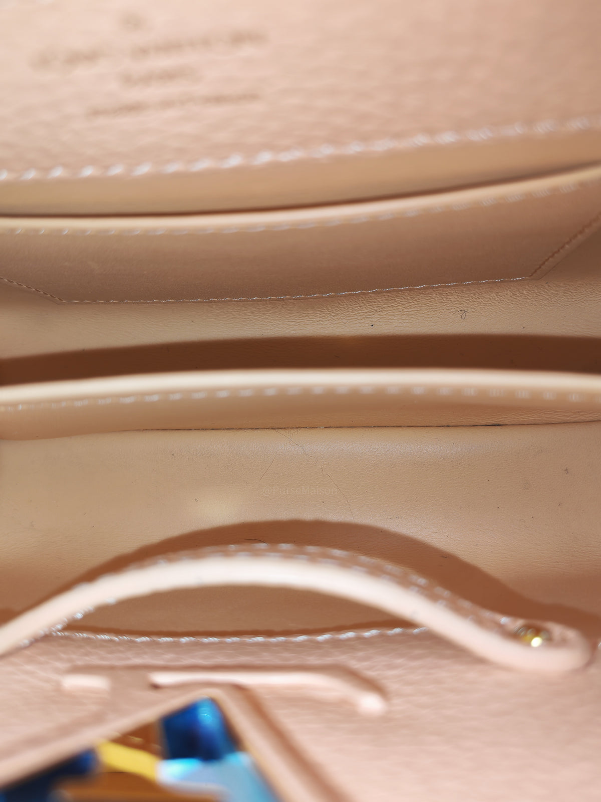 Louis Vuitton Capucines Mini Handbag in Peach Taurillon Leather and Iridescent Rainbow Hardware Microchip | Purse Maison Luxury Bags Shop