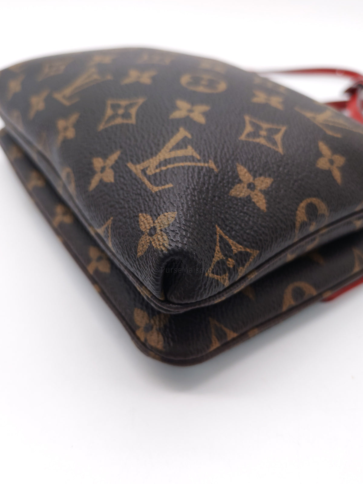 Louis Vuitton Cerise Twice Pochette Bag in Red Leather with Monogram Canvas (Date Code: AR4125) | Purse Maison Luxury Bags Shop