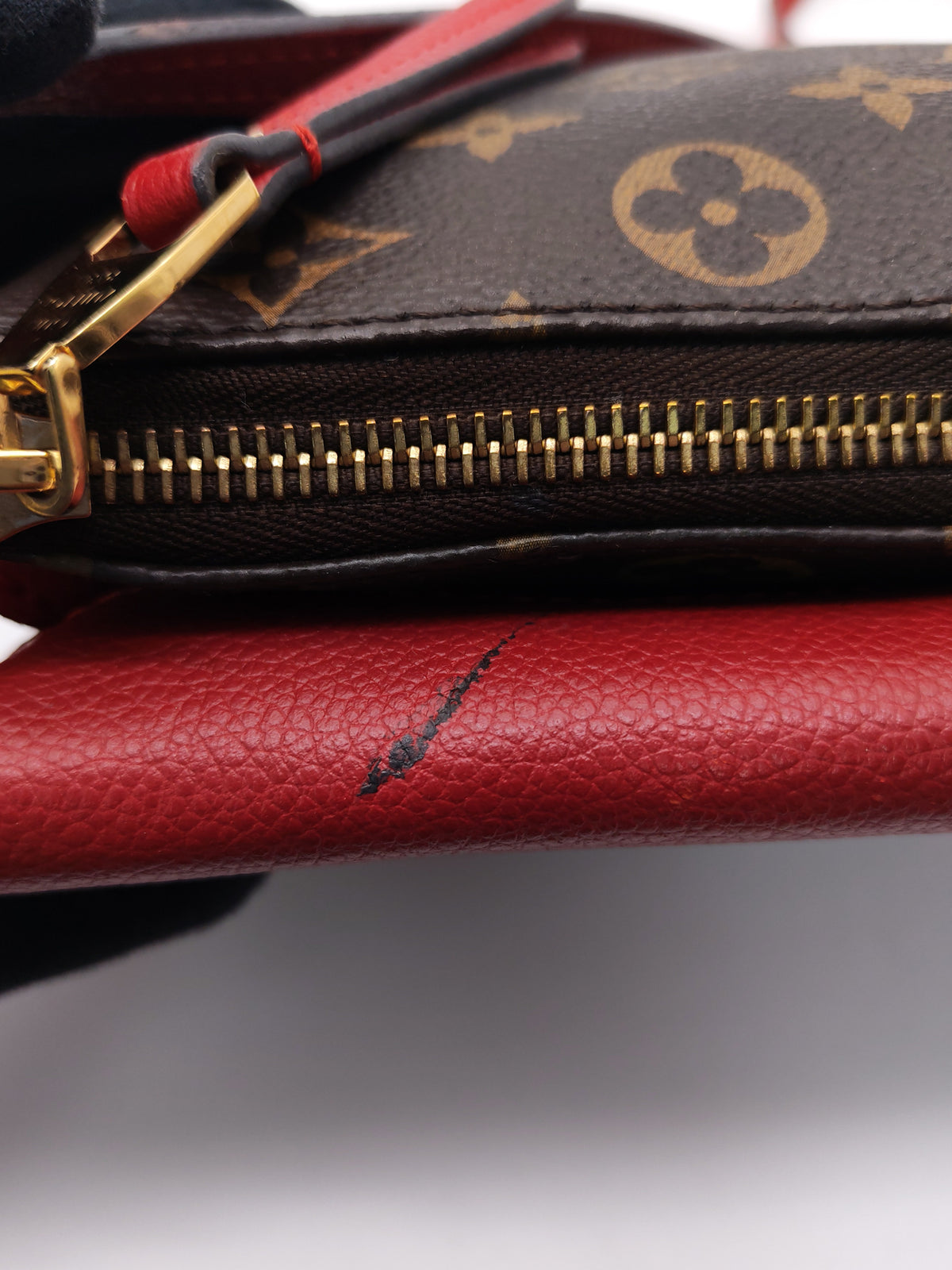 Louis Vuitton Cerise Twice Pochette Bag in Red Leather with Monogram Canvas (Date Code: AR4125) | Purse Maison Luxury Bags Shop