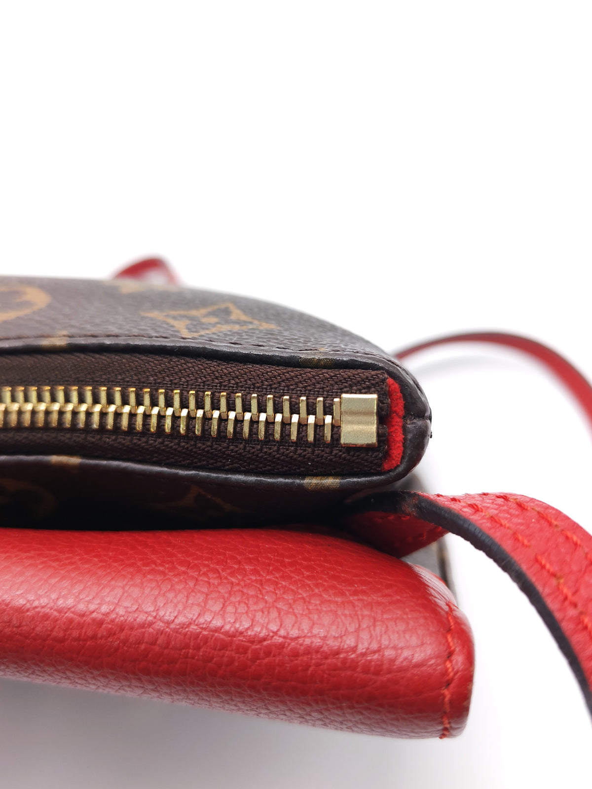 Louis Vuitton Cerise Twice Pochette Bag in Red Leather with Monogram Canvas (Date Code: AR4125) | Purse Maison Luxury Bags Shop