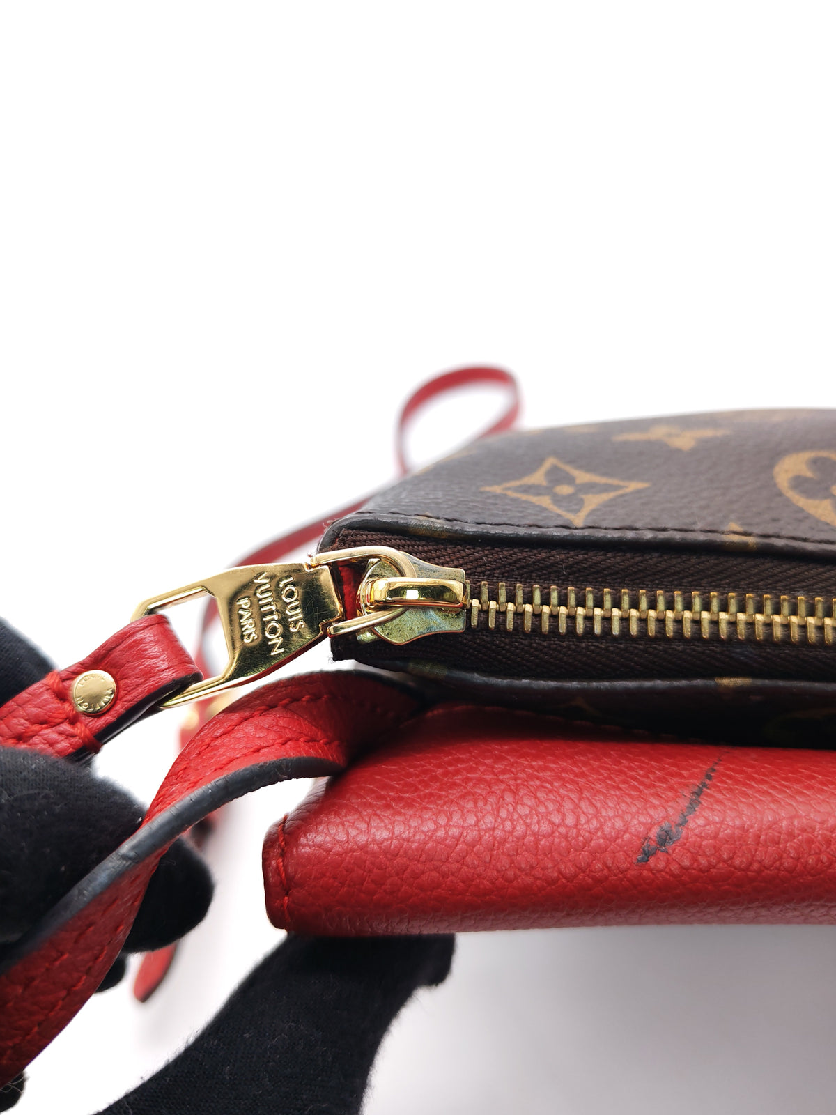 Louis Vuitton Cerise Twice Pochette Bag in Red Leather with Monogram Canvas (Date Code: AR4125) | Purse Maison Luxury Bags Shop