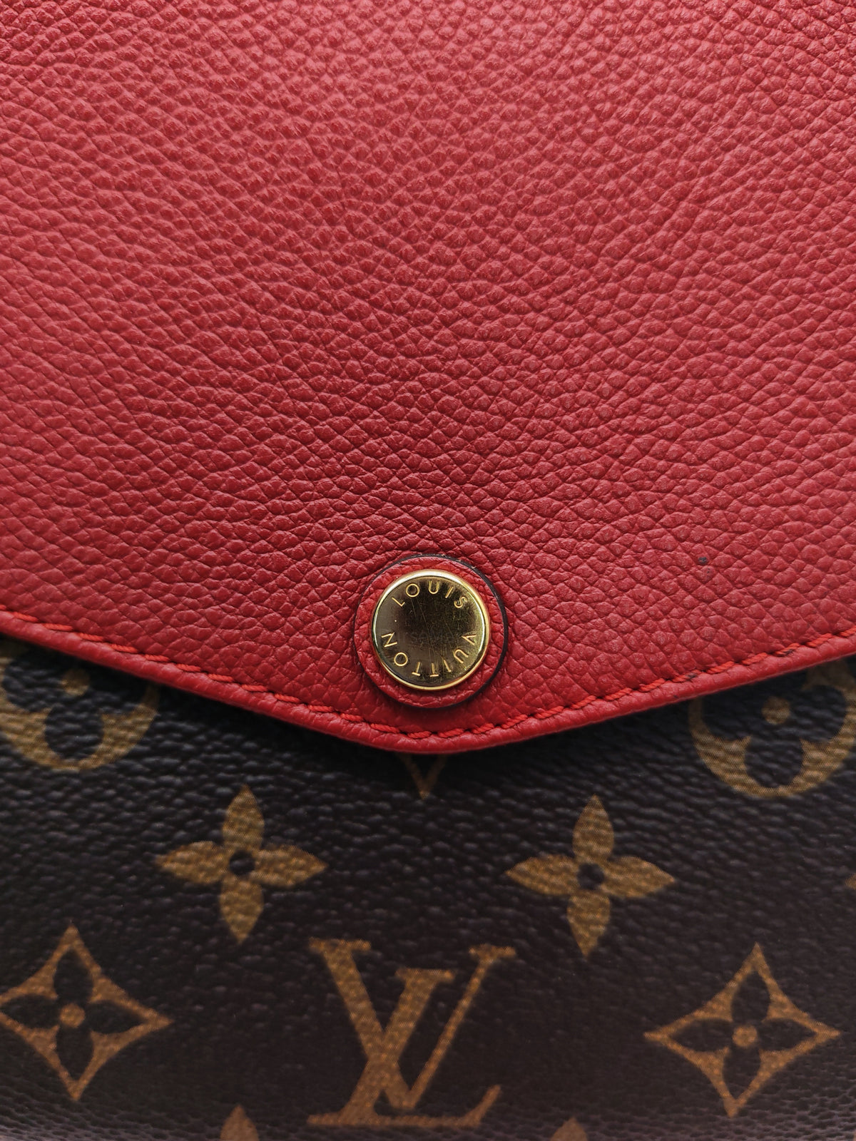 Louis Vuitton Cerise Twice Pochette Bag in Red Leather with Monogram Canvas (Date Code: AR4125) | Purse Maison Luxury Bags Shop