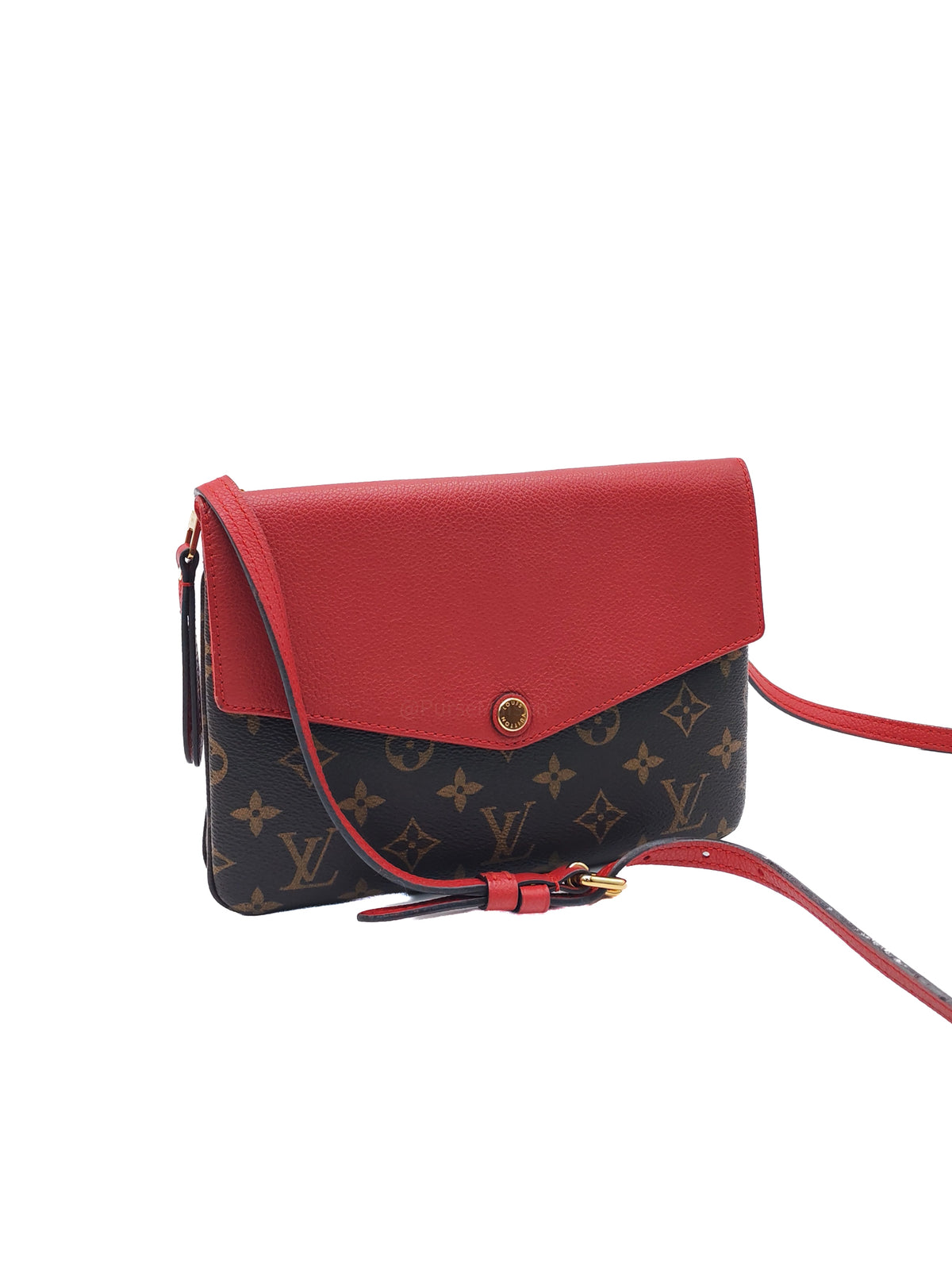 Louis Vuitton Cerise Twice Pochette Bag in Red Leather with Monogram Canvas (Date Code: AR4125) | Purse Maison Luxury Bags Shop