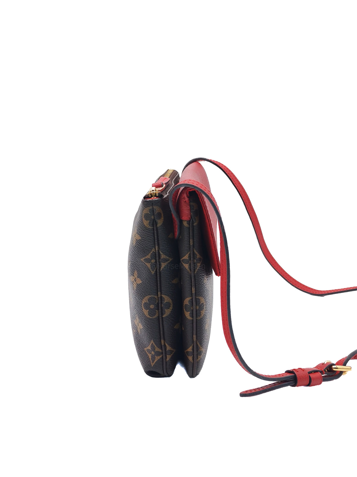 Louis Vuitton Cerise Twice Pochette Bag in Red Leather with Monogram Canvas (Date Code: AR4125) | Purse Maison Luxury Bags Shop