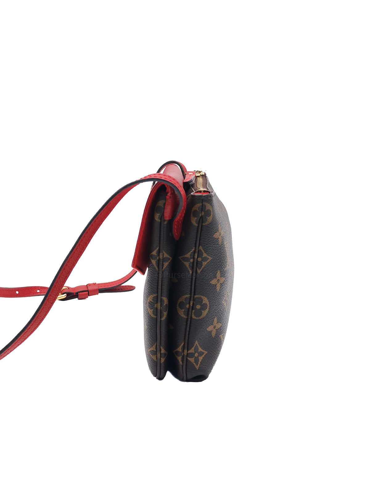 Louis Vuitton Cerise Twice Pochette Bag in Red Leather with Monogram Canvas (Date Code: AR4125) | Purse Maison Luxury Bags Shop