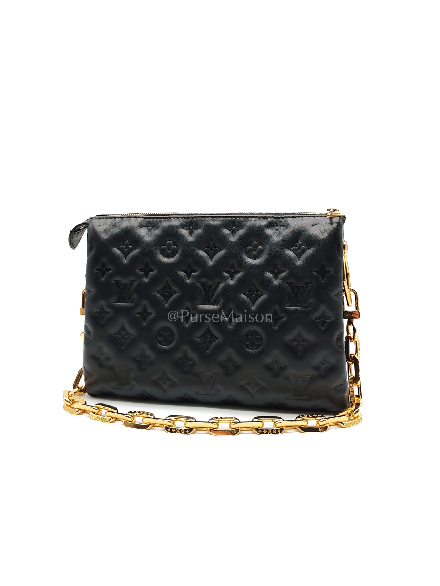 Coussin PM Black Monogram Lambskin Leather in Gold Hardware (Microchip) | Purse Maison Luxury Bags Shop