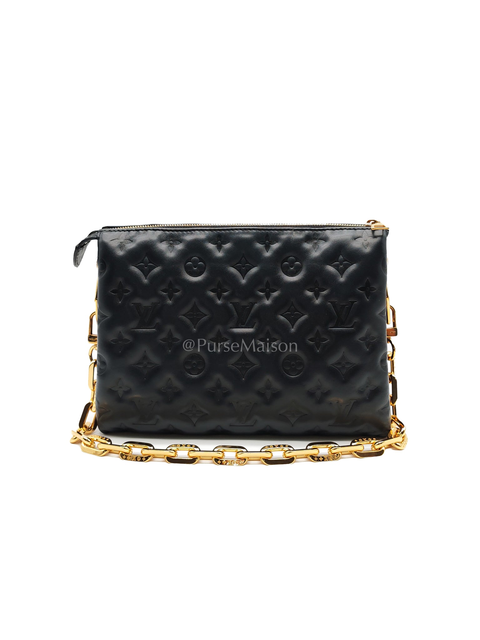 Coussin PM Black Monogram Lambskin Leather in Gold Hardware (Microchip) | Purse Maison Luxury Bags Shop