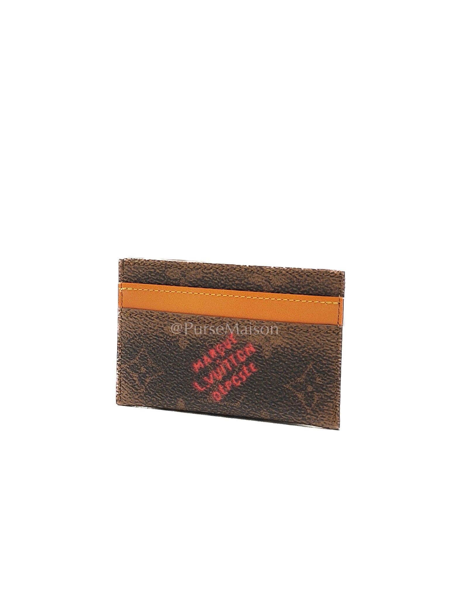 Louis Vuitton Double Card Holder in Red Graffiti Style Logo Monogram Dust Canvas | Purse Maison Luxury Bags Shop