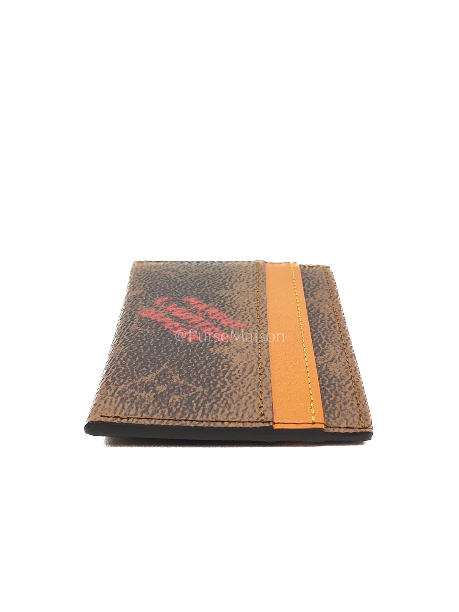 Louis Vuitton Double Card Holder in Red Graffiti Style Logo Monogram Dust Canvas | Purse Maison Luxury Bags Shop