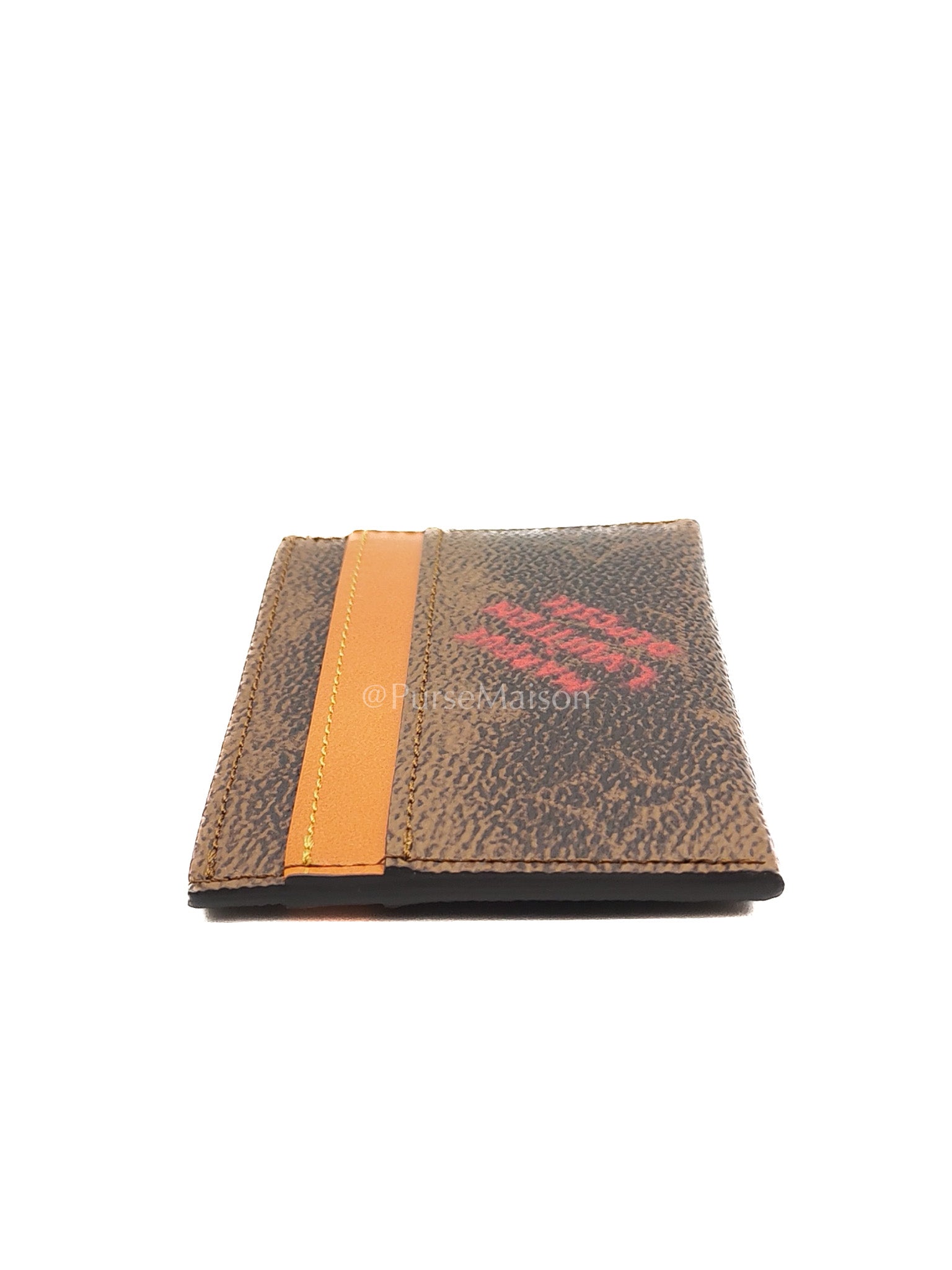 Louis Vuitton Double Card Holder in Red Graffiti Style Logo Monogram Dust Canvas | Purse Maison Luxury Bags Shop