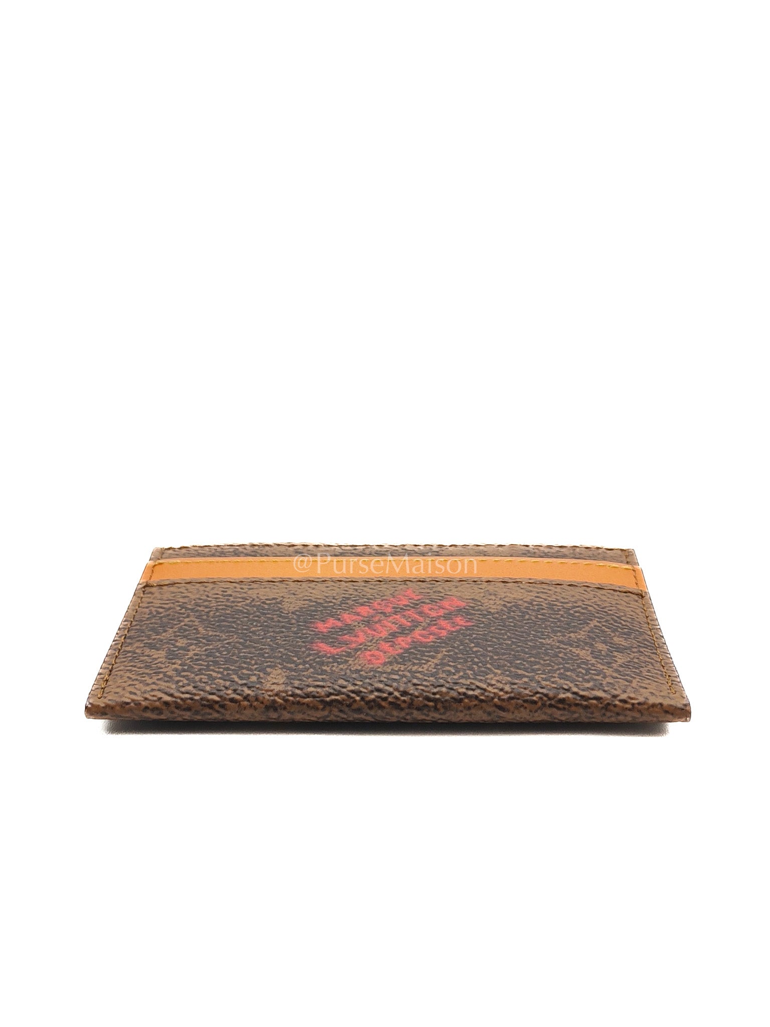 Louis Vuitton Double Card Holder in Red Graffiti Style Logo Monogram Dust Canvas | Purse Maison Luxury Bags Shop