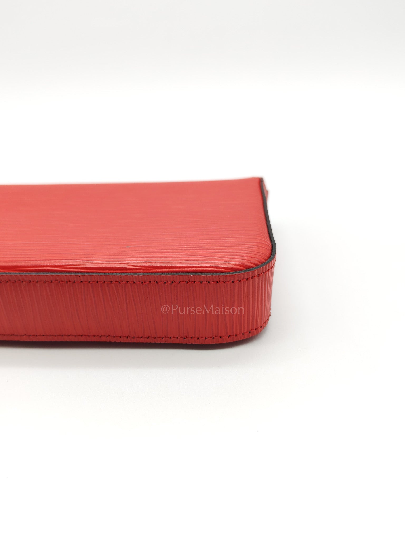 Louis Vuitton Felicie GM in Red Epi Leather Silver Hardware (Date code: TJ0117) | Purse Maison Luxury Bags Shop
