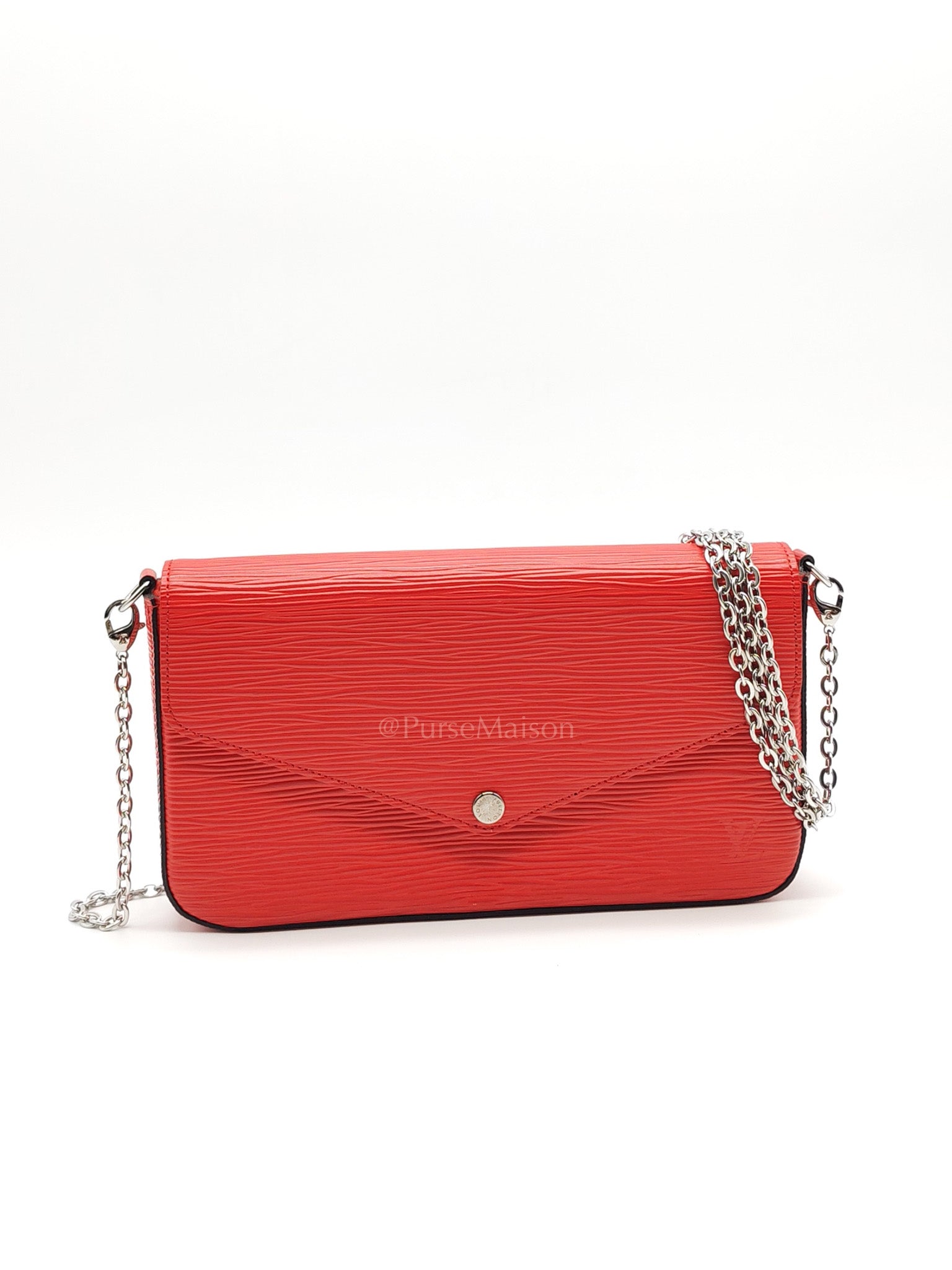 Louis Vuitton Felicie GM in Red Epi Leather Silver Hardware (Date code: TJ0117) | Purse Maison Luxury Bags Shop