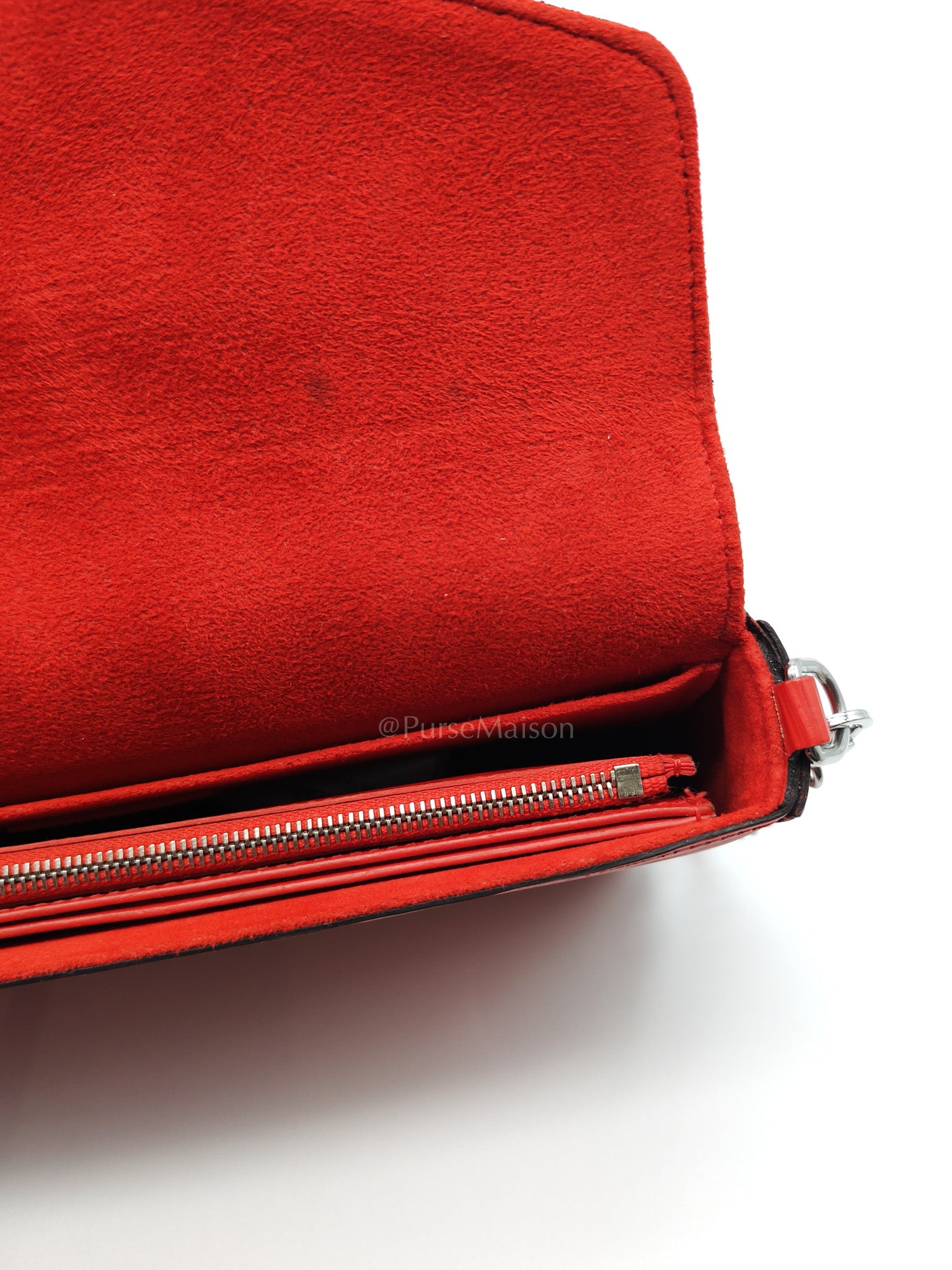 Louis Vuitton Felicie GM in Red Epi Leather Silver Hardware (Date code: TJ0117) | Purse Maison Luxury Bags Shop