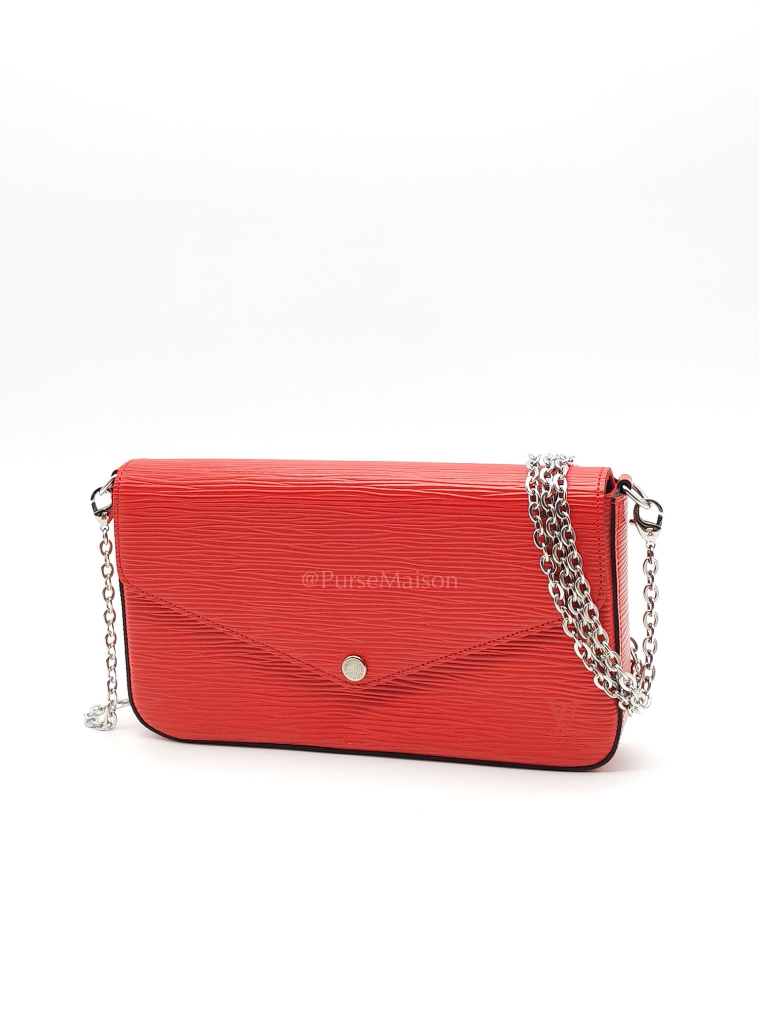 Louis Vuitton Felicie GM in Red Epi Leather Silver Hardware (Date code: TJ0117) | Purse Maison Luxury Bags Shop