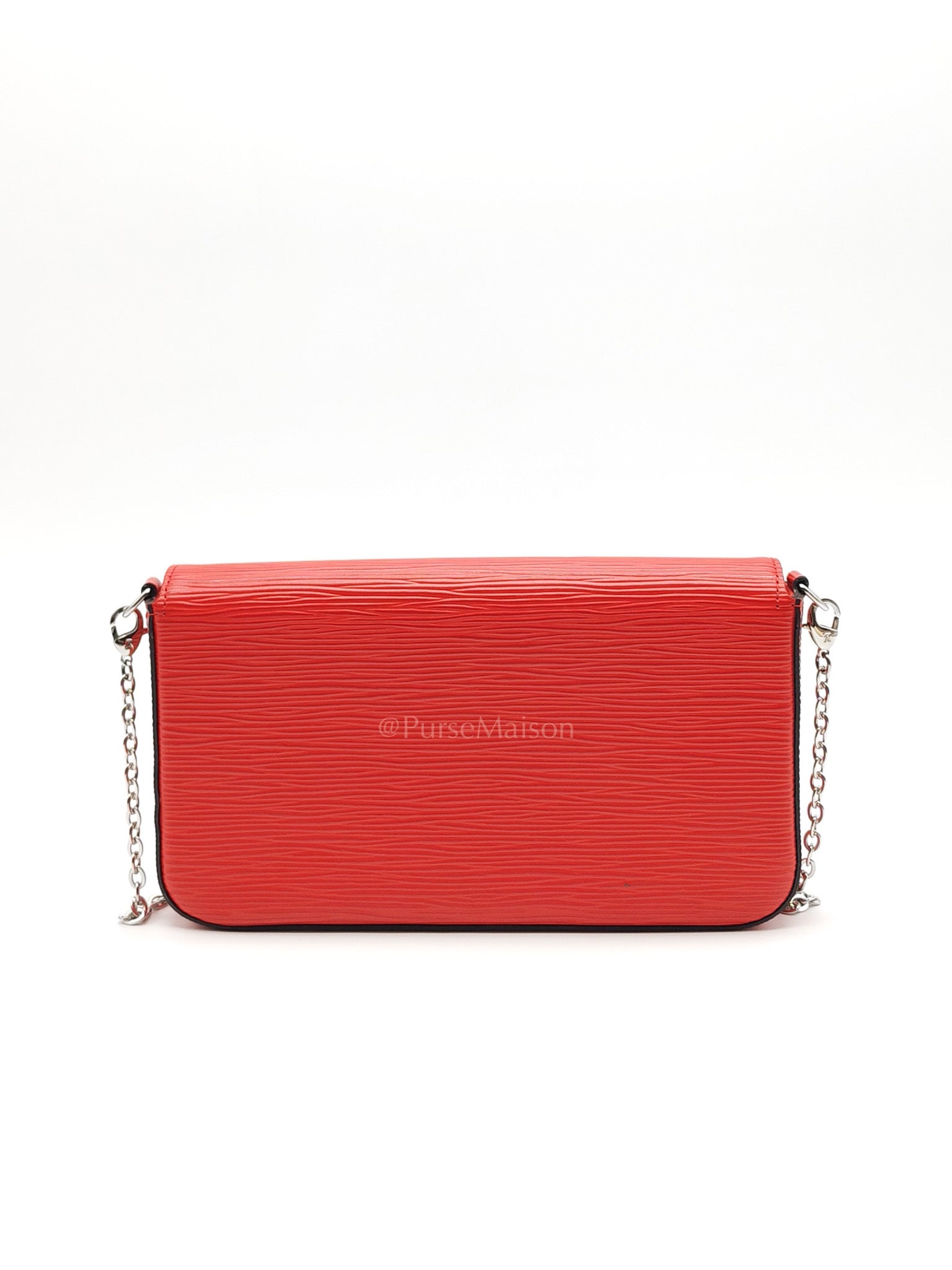 Louis Vuitton Felicie GM in Red Epi Leather Silver Hardware (Date code: TJ0117) | Purse Maison Luxury Bags Shop