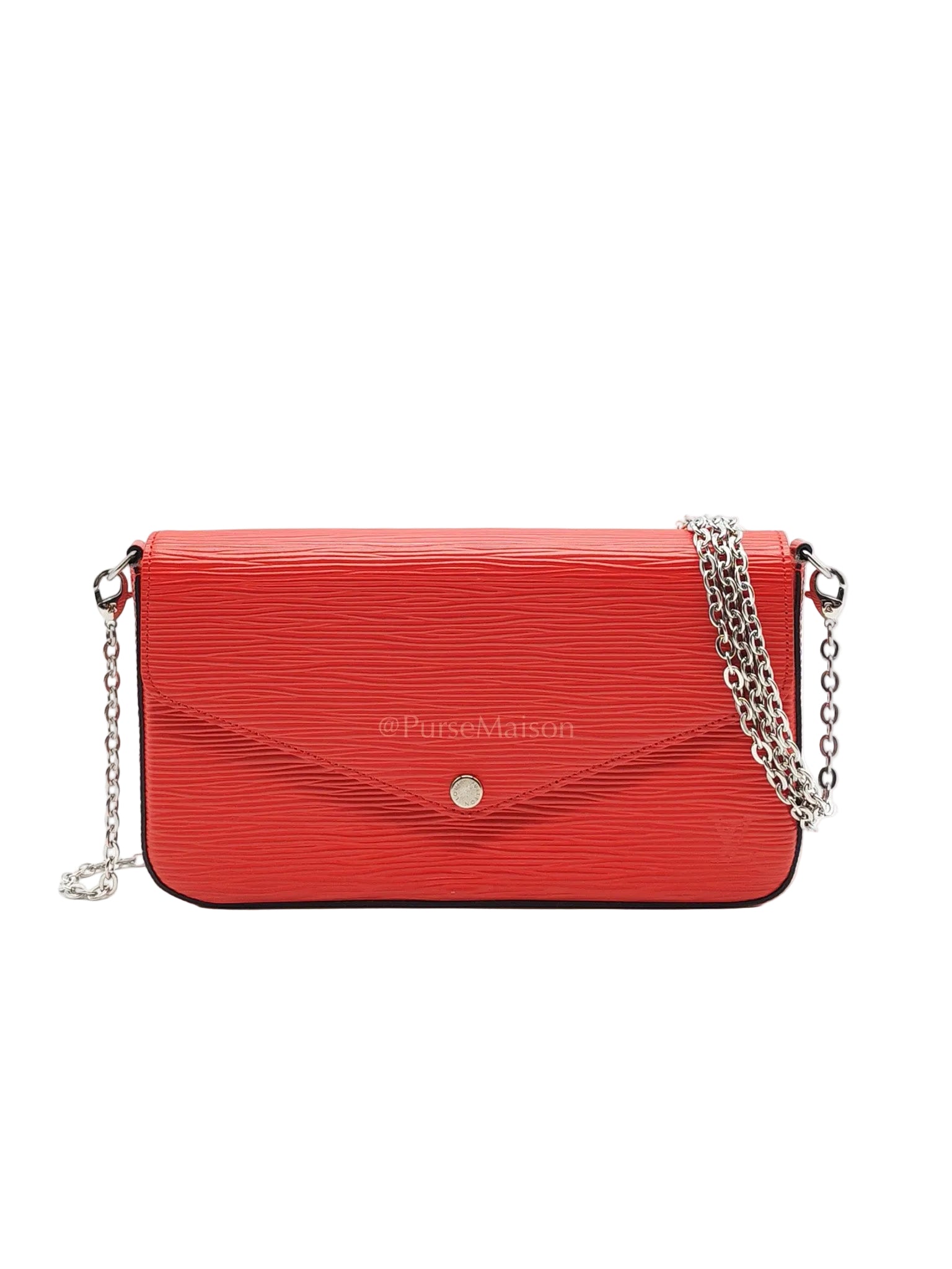 Louis Vuitton Felicie GM in Red Epi Leather Silver Hardware (Date code: TJ0117) | Purse Maison Luxury Bags Shop