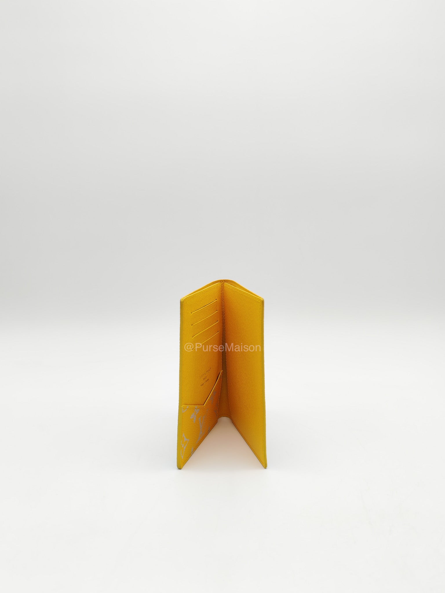Louis Vuitton Glow Passport Cover in Gray/Yellow Monogram Canvas | Purse Maison Luxury Bags Shop