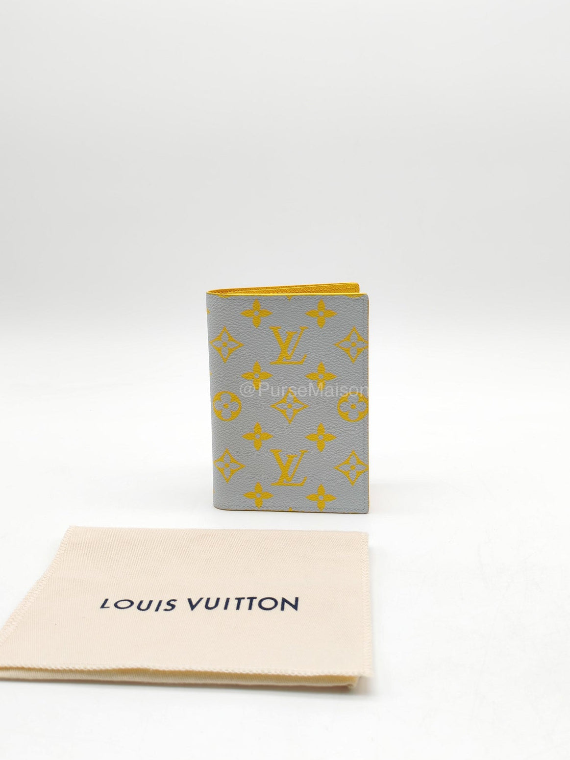 Louis Vuitton Glow Passport Cover in Gray/Yellow Monogram Canvas | Purse Maison Luxury Bags Shop