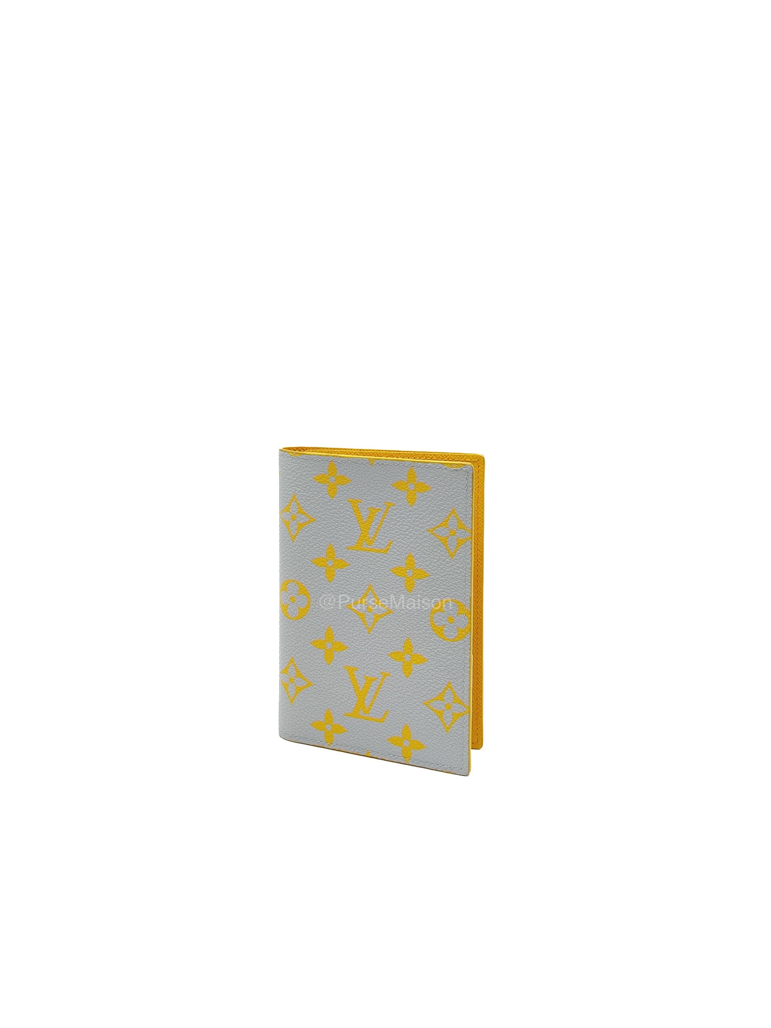 Louis Vuitton Glow Passport Cover in Gray/Yellow Monogram Canvas | Purse Maison Luxury Bags Shop