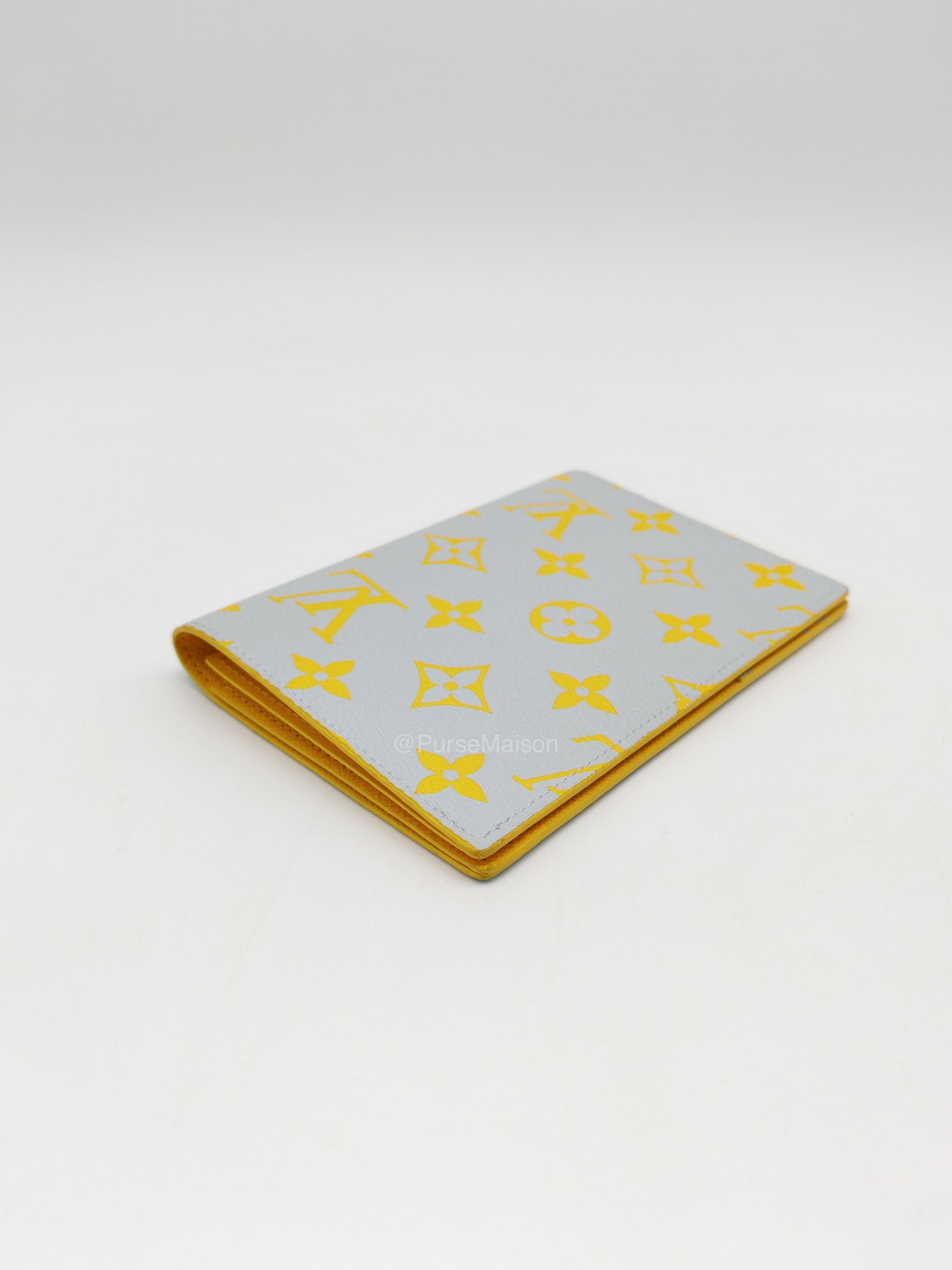 Louis Vuitton Glow Passport Cover in Gray/Yellow Monogram Canvas | Purse Maison Luxury Bags Shop