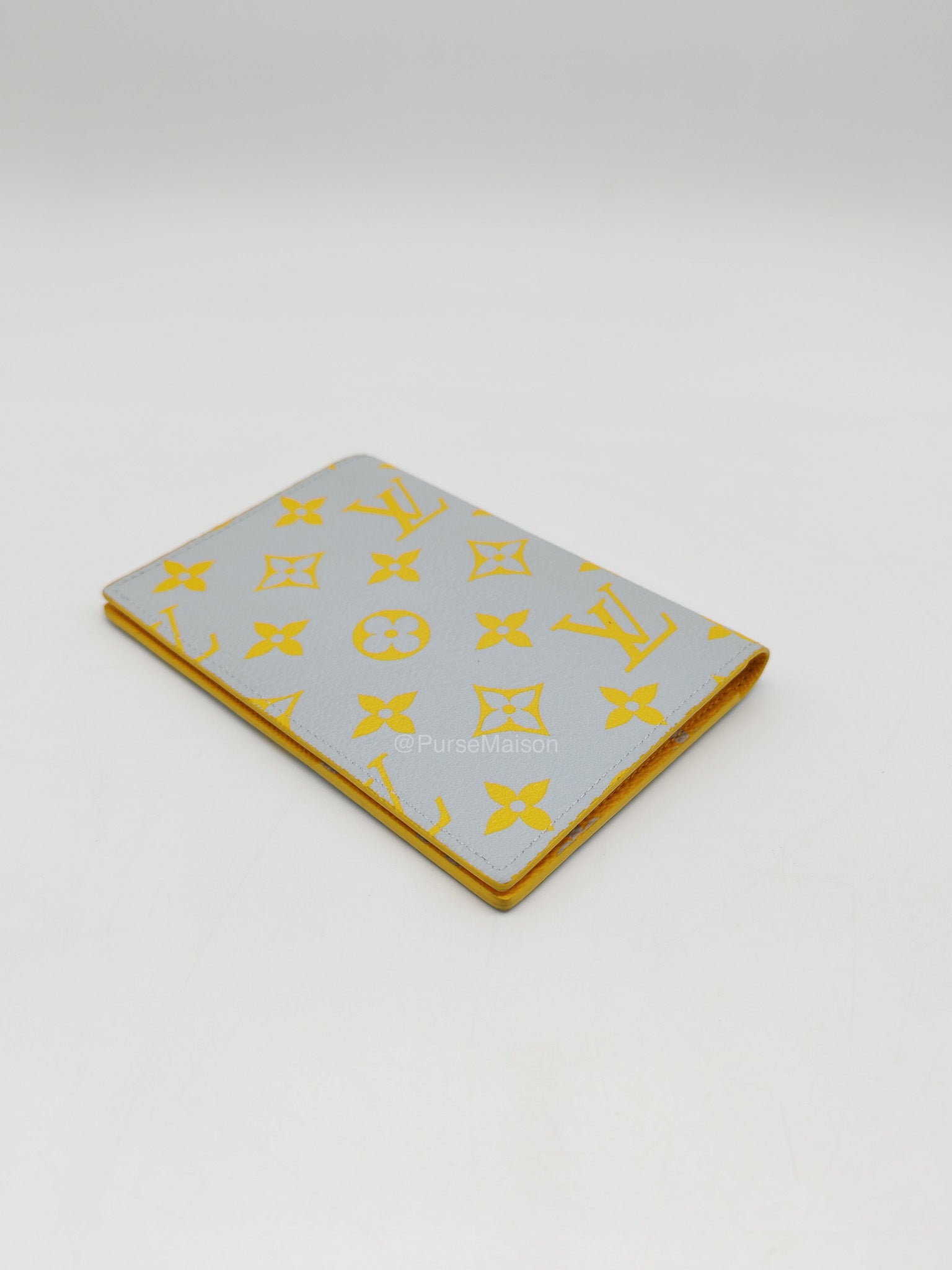Louis Vuitton Glow Passport Cover in Gray/Yellow Monogram Canvas | Purse Maison Luxury Bags Shop