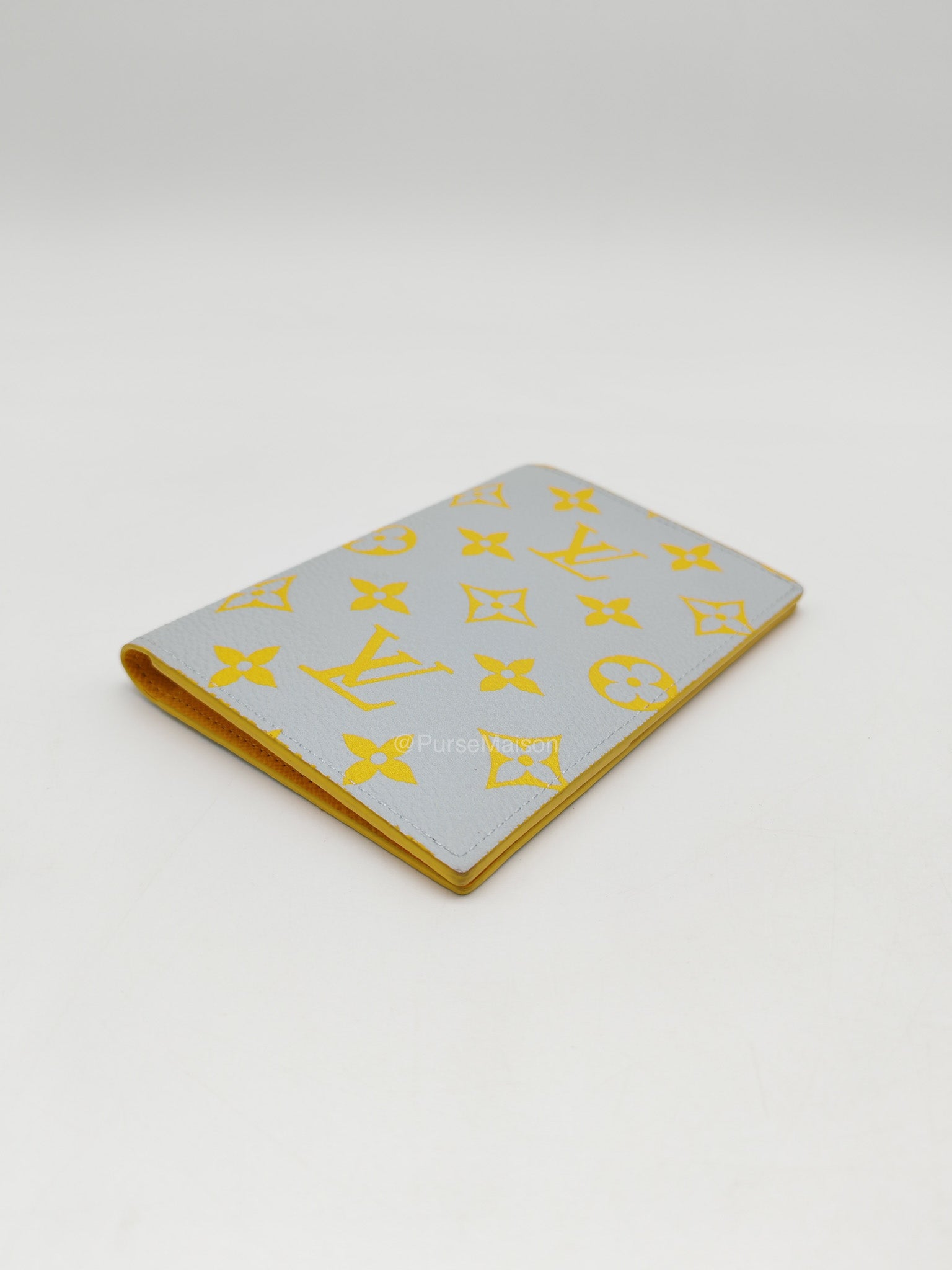 Louis Vuitton Glow Passport Cover in Gray/Yellow Monogram Canvas | Purse Maison Luxury Bags Shop