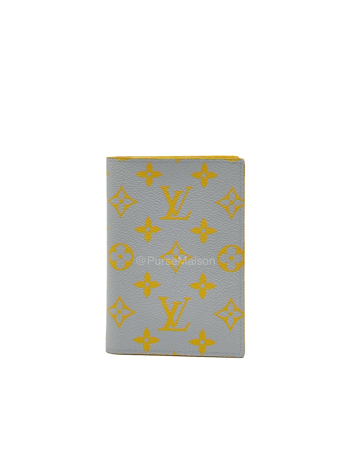 Louis Vuitton Glow Passport Cover in Gray/Yellow Monogram Canvas | Purse Maison Luxury Bags Shop
